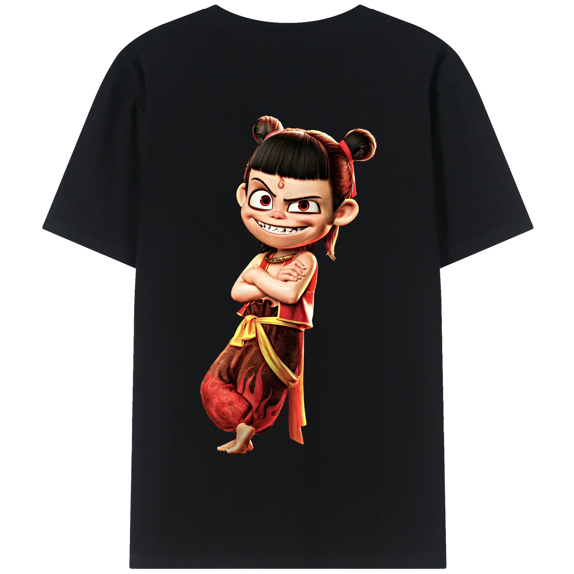 （画像用） Ne Zha 2 ナタ 魔童の大暴れ 綿100％半袖Tシャツ（背面プリント）