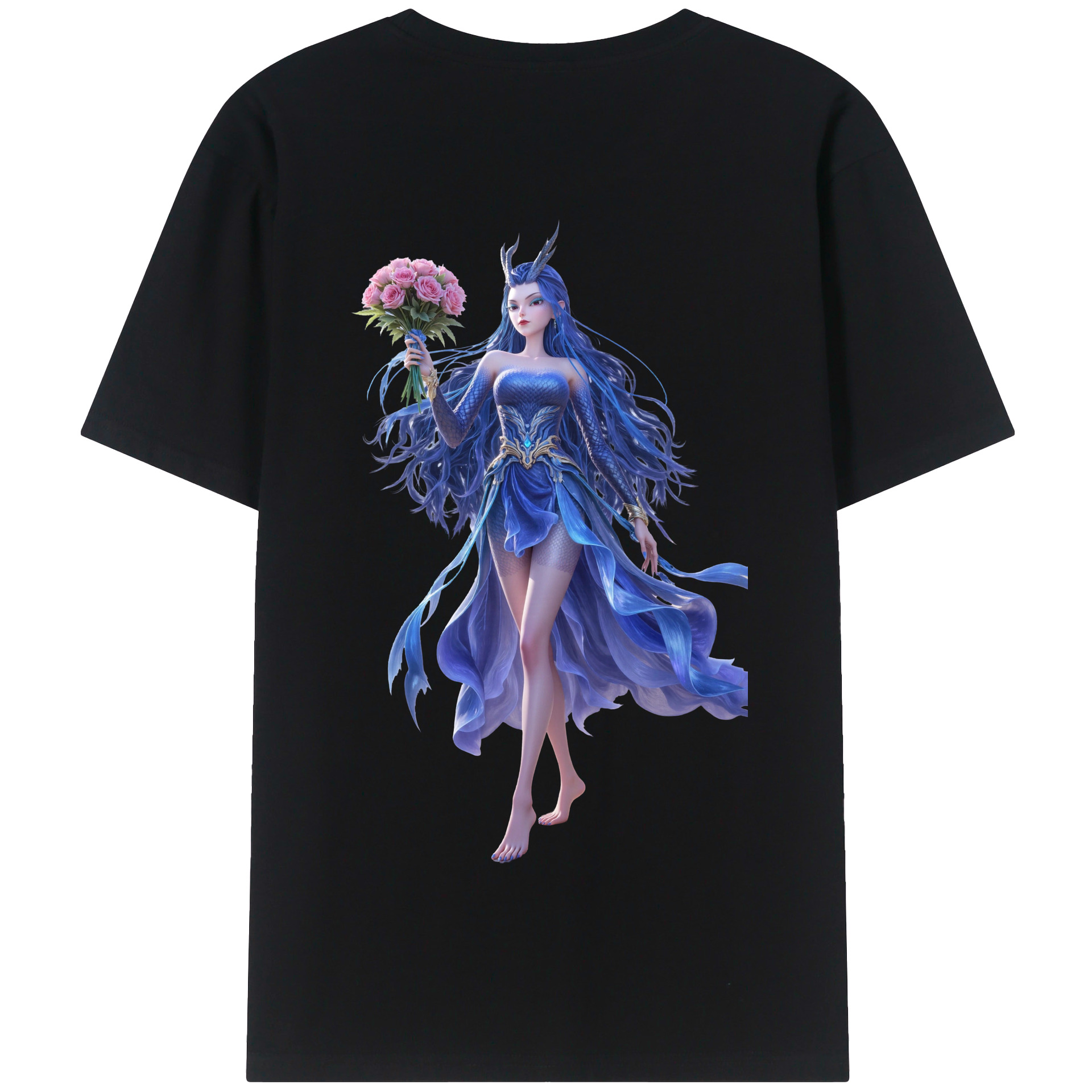 （画像用） Ne Zha 2 ナタ 魔童の大暴れ 綿100％半袖Tシャツ（背面プリント）