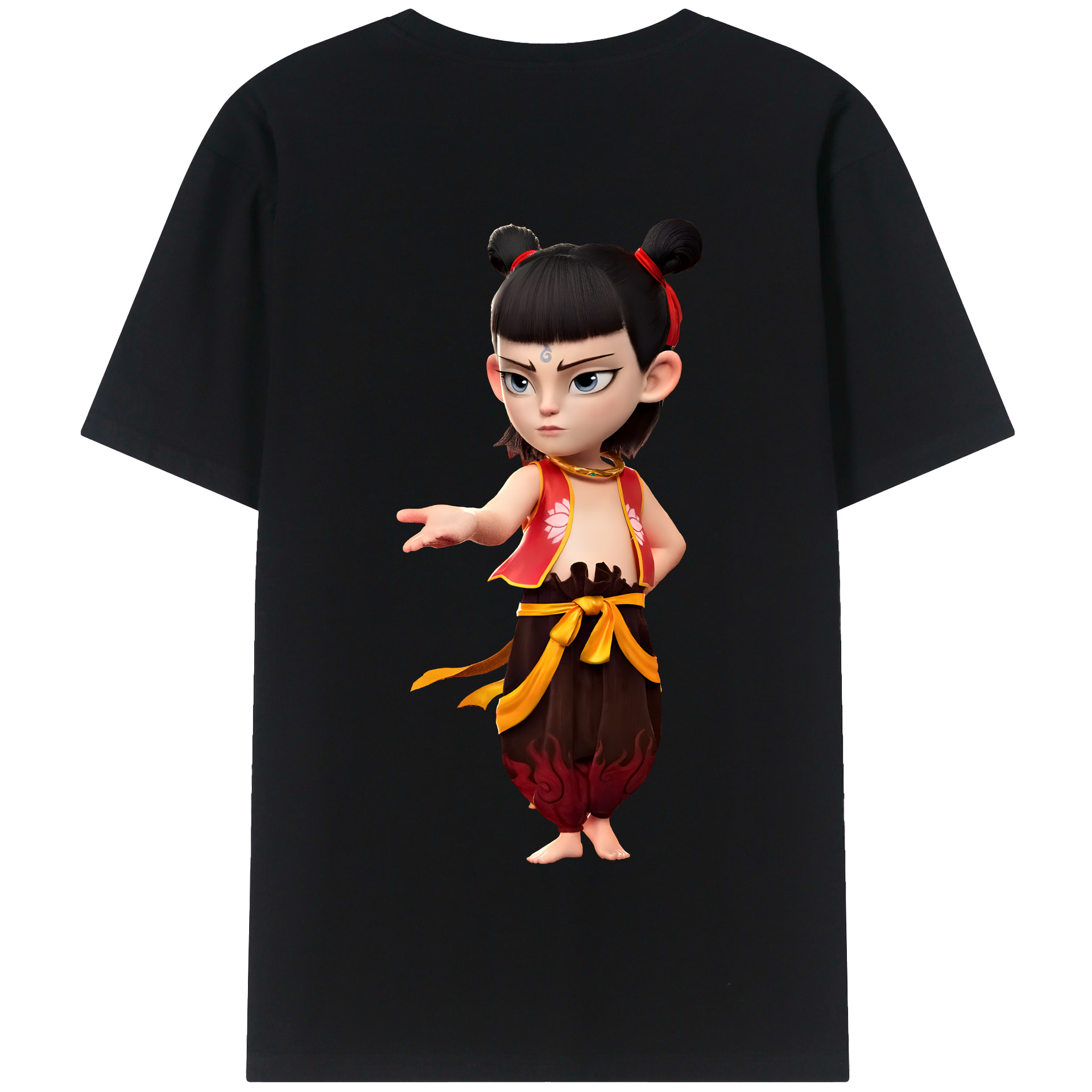 （画像用） Ne Zha 2 ナタ 魔童の大暴れ 綿100％半袖Tシャツ（背面プリント）