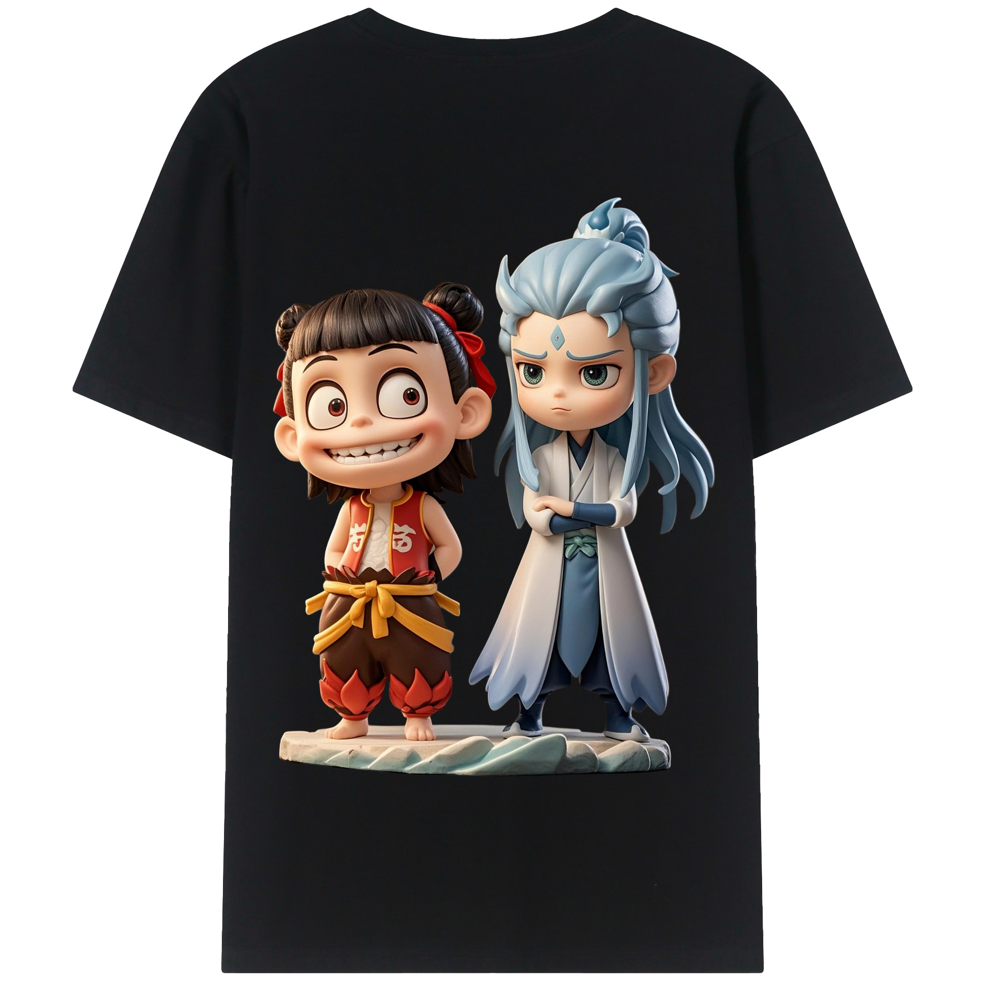 （画像用） Ne Zha 2 ナタ 魔童の大暴れ 綿100％半袖Tシャツ（背面プリント）
