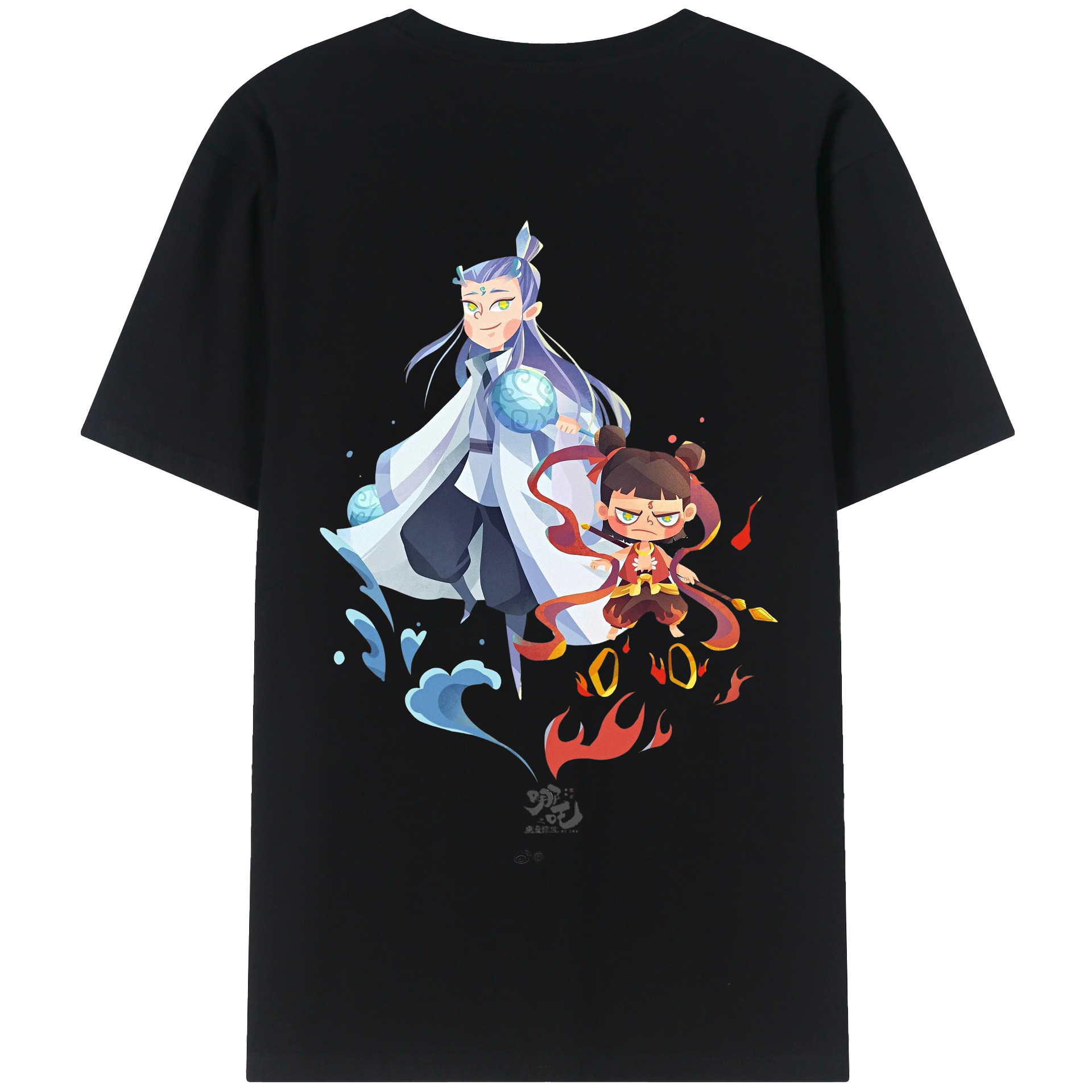 （画像用） Ne Zha 2 ナタ 魔童の大暴れ 綿100％半袖Tシャツ（背面プリント）