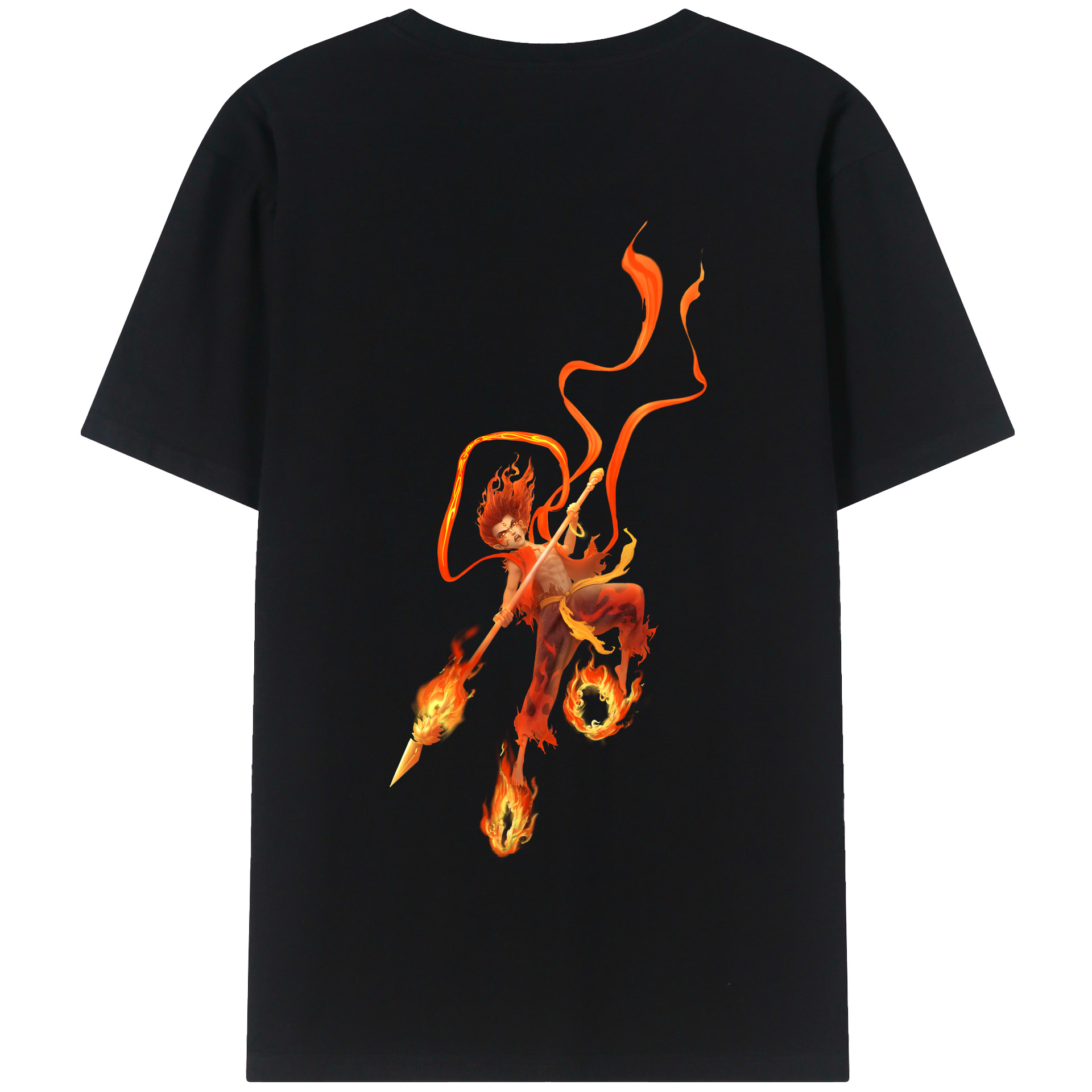 （画像用） Ne Zha 2 ナタ 魔童の大暴れ 綿100％半袖Tシャツ（背面プリント）