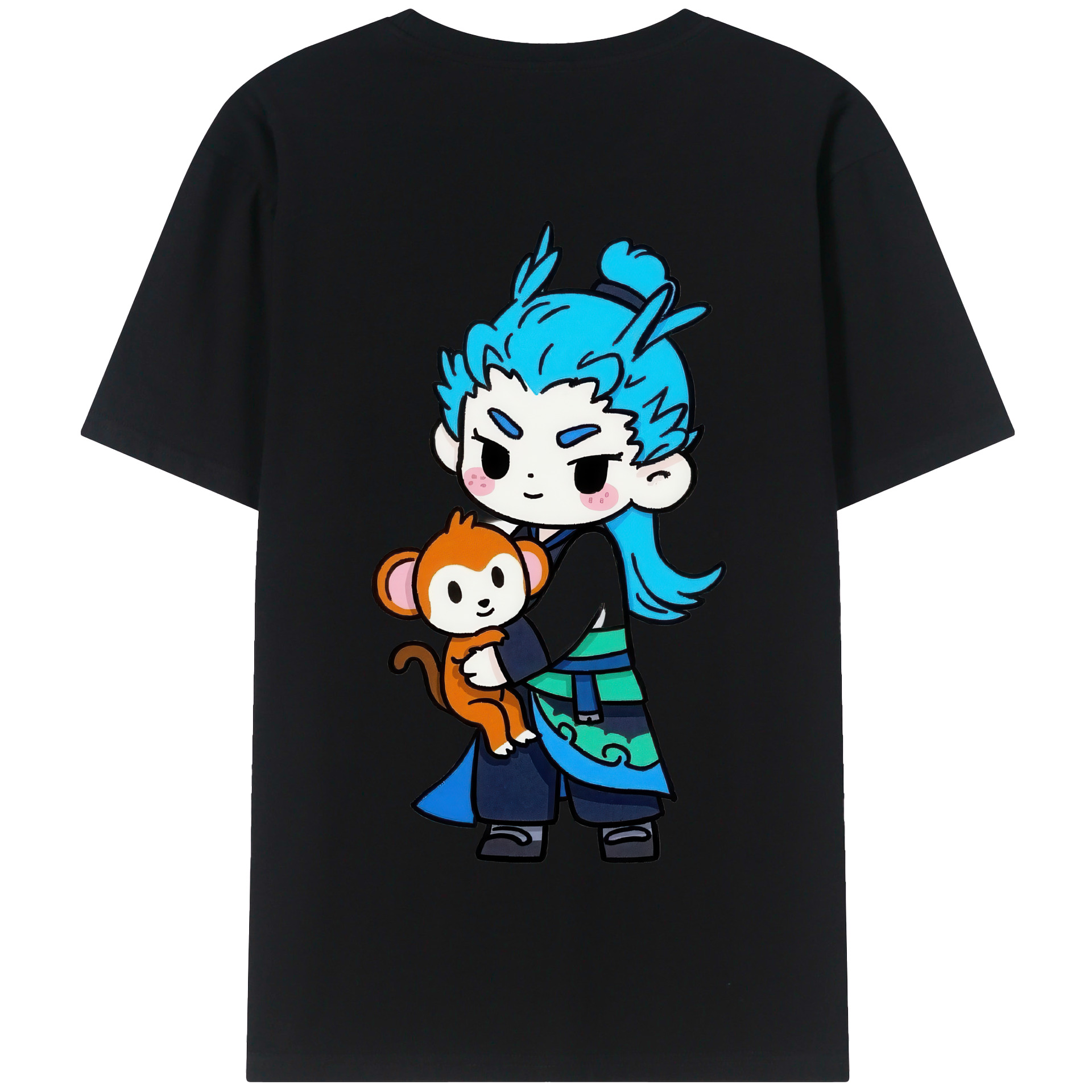 （画像用） Ne Zha 2 ナタ 魔童の大暴れ 綿100％半袖Tシャツ（背面プリント）