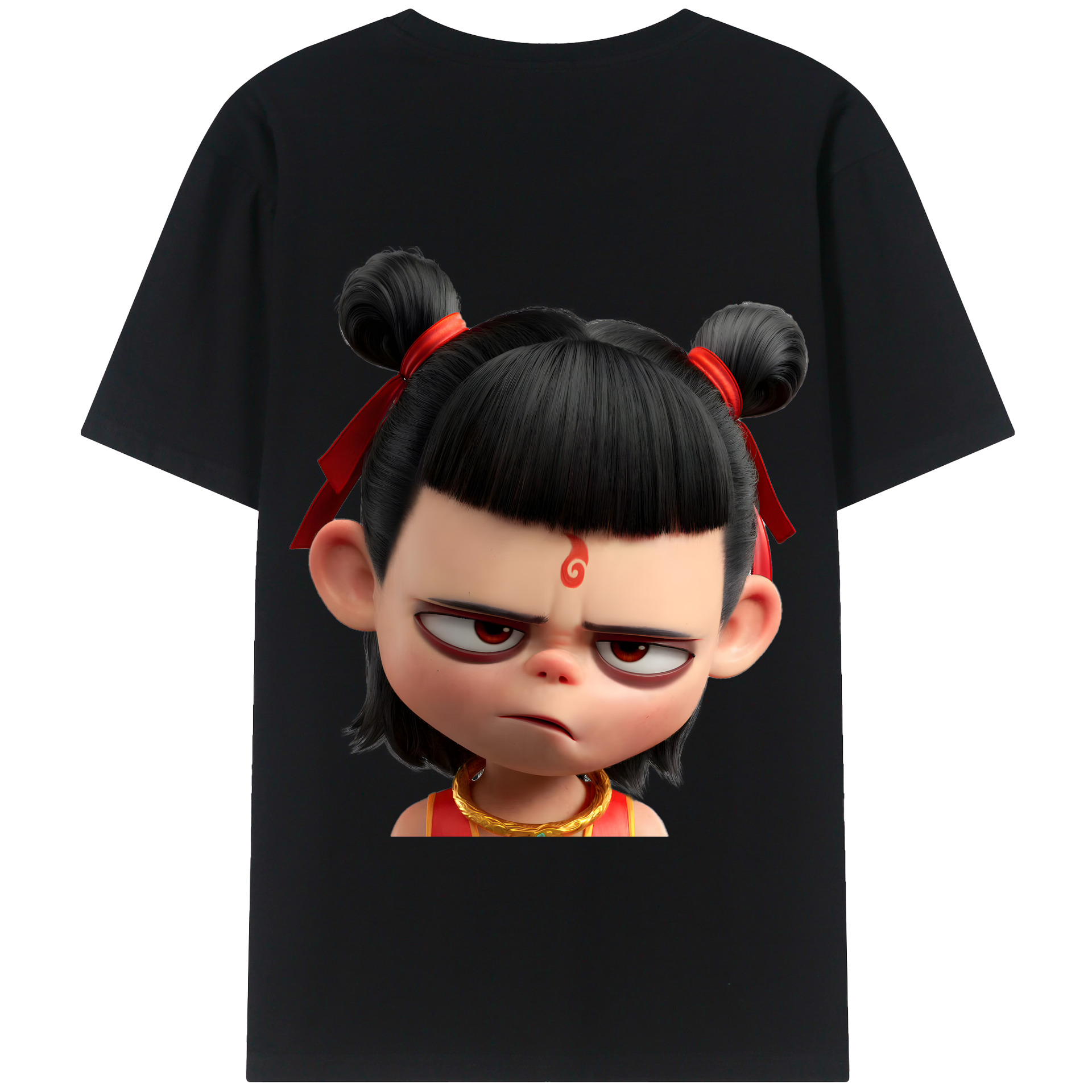 （画像用） Ne Zha 2 ナタ 魔童の大暴れ 綿100％半袖Tシャツ（背面プリント）