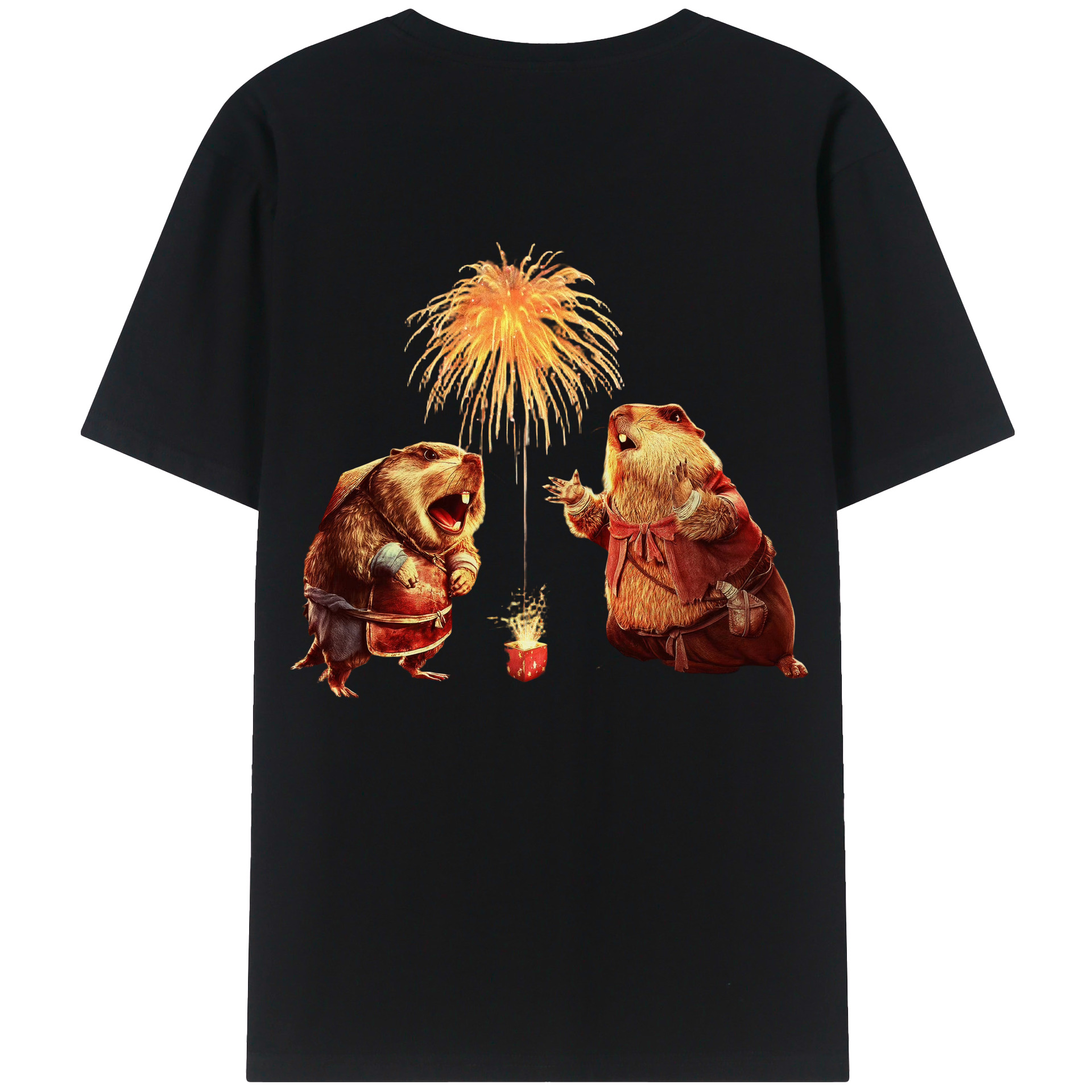 （画像用） Ne Zha 2 ナタ 魔童の大暴れ 綿100％半袖Tシャツ（背面プリント）