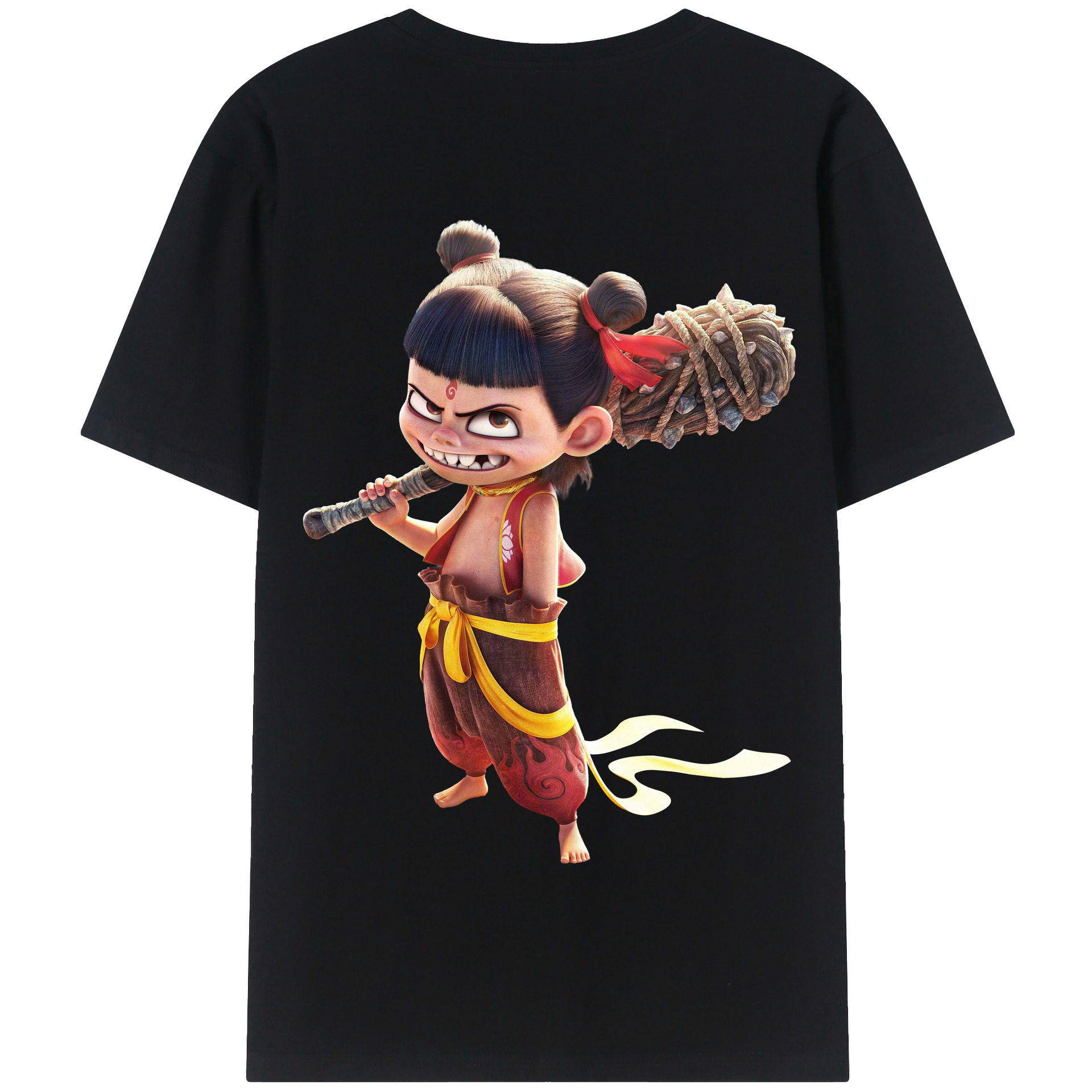 （画像用） Ne Zha 2 ナタ 魔童の大暴れ 綿100％半袖Tシャツ（背面プリント）