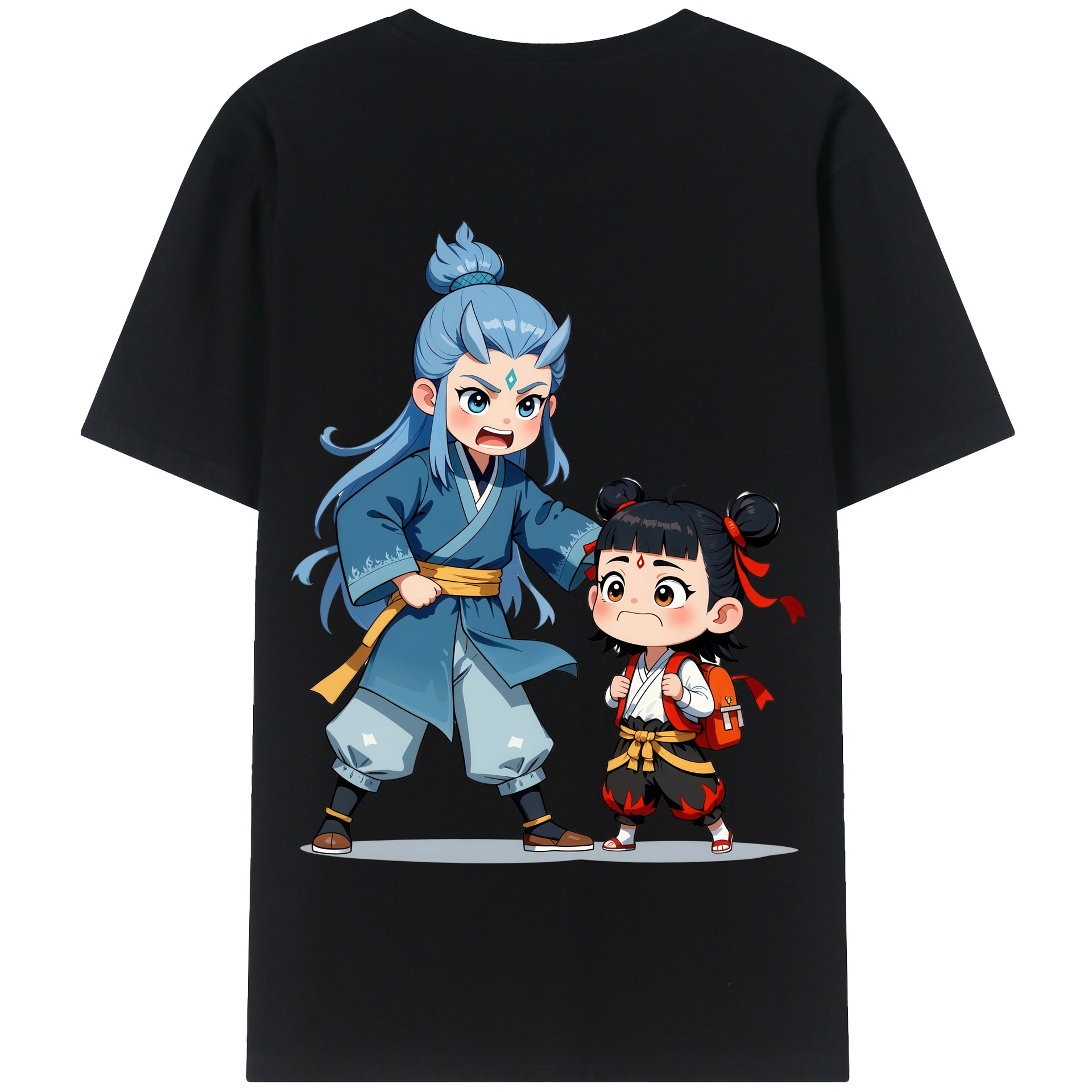 （画像用） Ne Zha 2 ナタ 魔童の大暴れ 綿100％半袖Tシャツ（背面プリント）