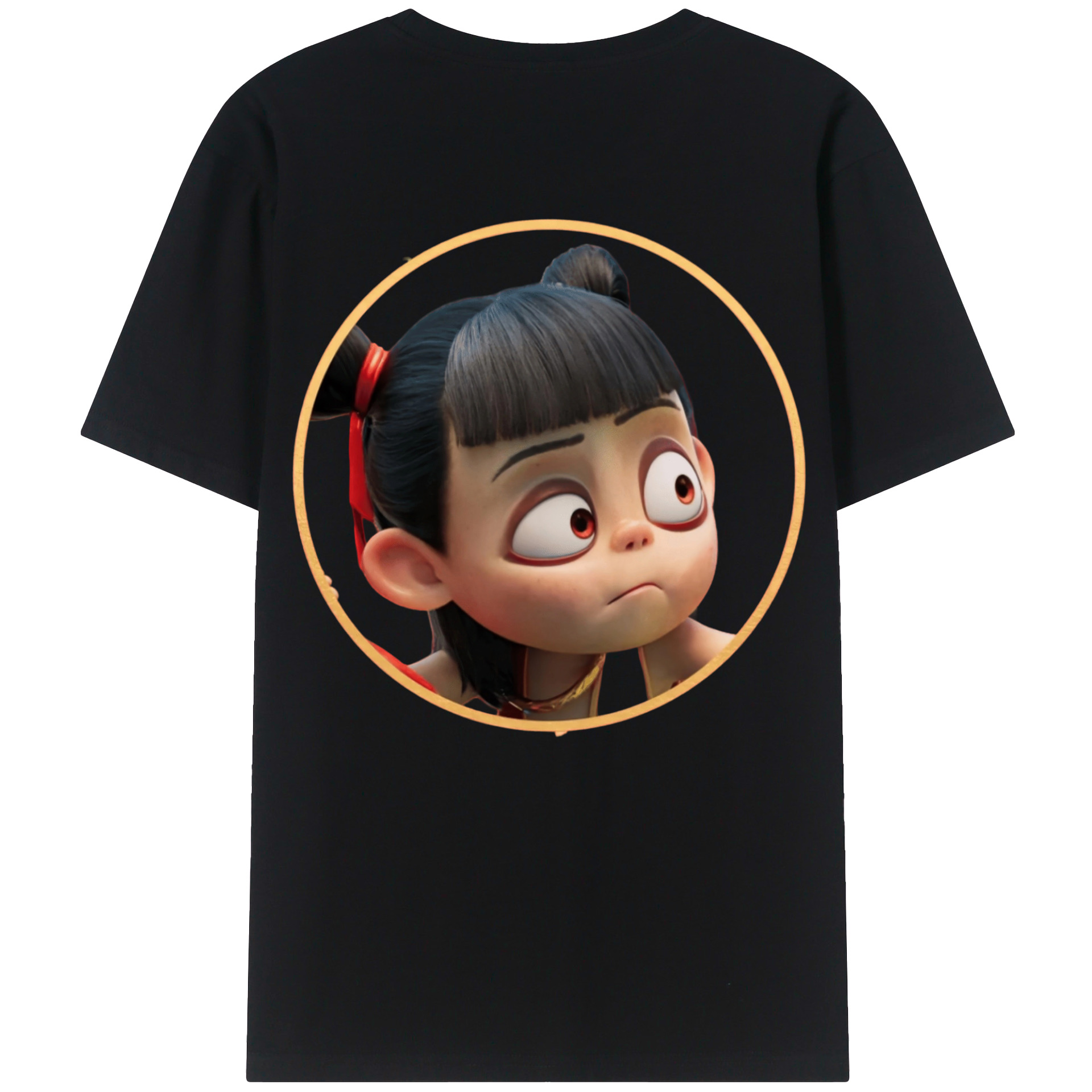 （画像用） Ne Zha 2 ナタ 魔童の大暴れ 綿100％半袖Tシャツ（背面プリント）