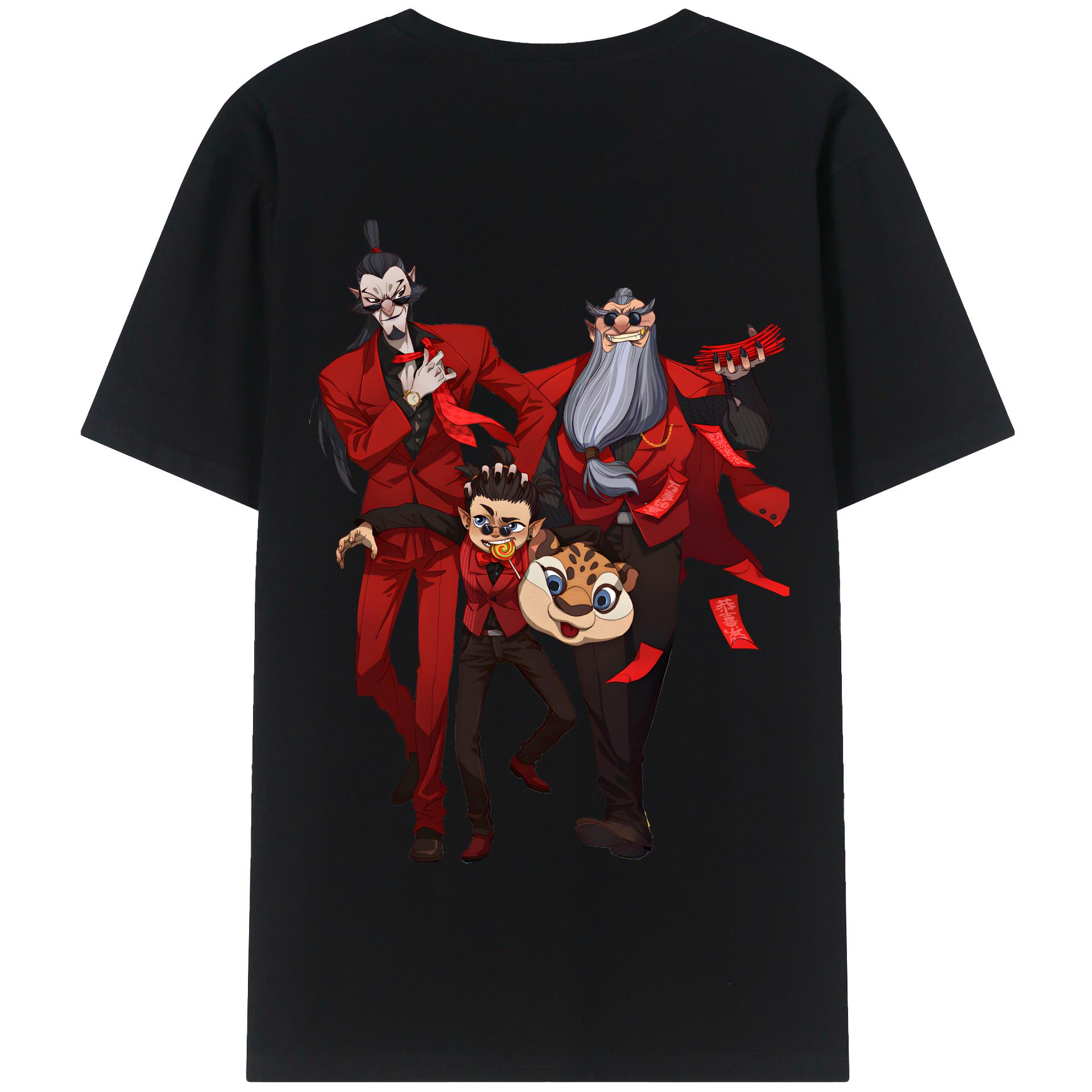 （画像用） Ne Zha 2 ナタ 魔童の大暴れ 綿100％半袖Tシャツ（背面プリント）