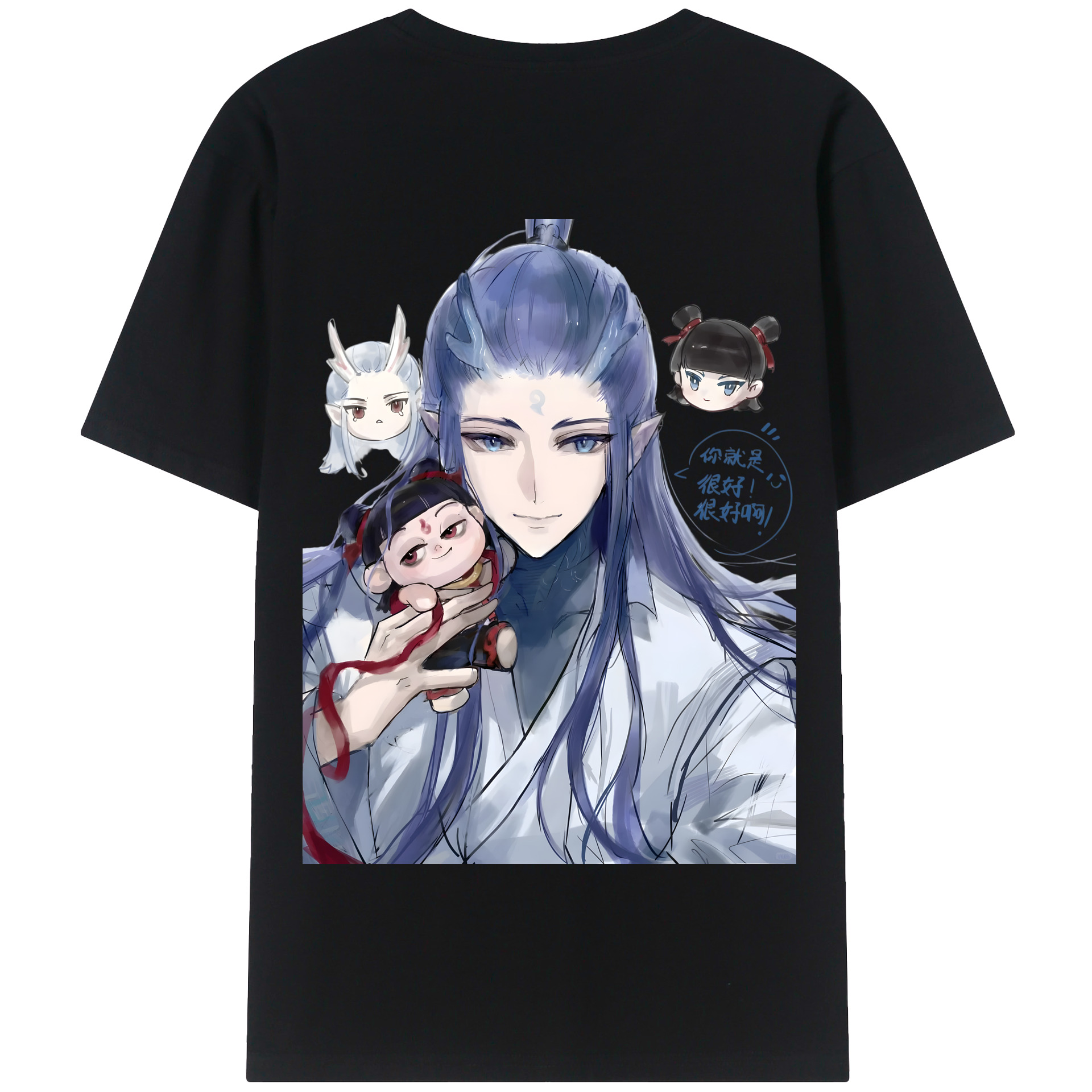 （画像用） Ne Zha 2 ナタ 魔童の大暴れ 綿100％半袖Tシャツ（背面プリント）