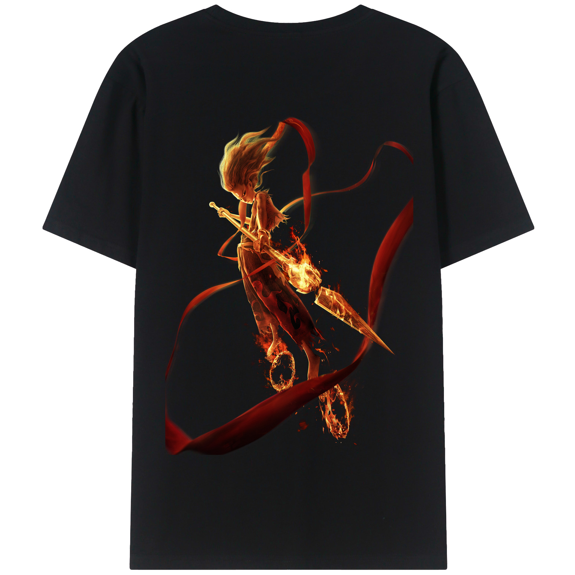 （画像用） Ne Zha 2 ナタ 魔童の大暴れ 綿100％半袖Tシャツ（背面プリント）
