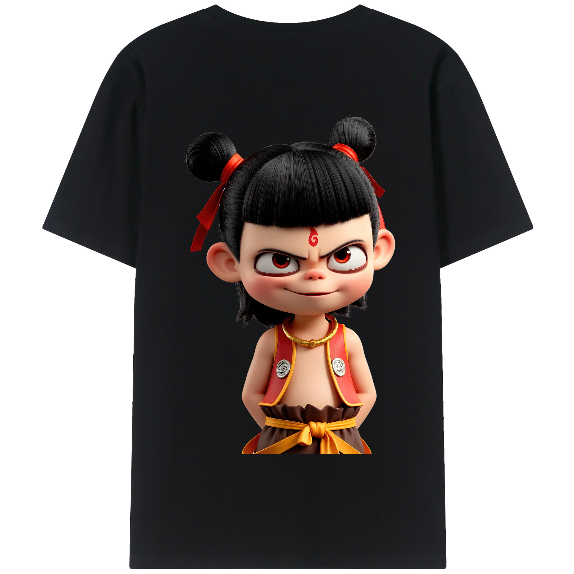 （画像用） Ne Zha 2 ナタ 魔童の大暴れ 綿100％半袖Tシャツ（背面プリント）