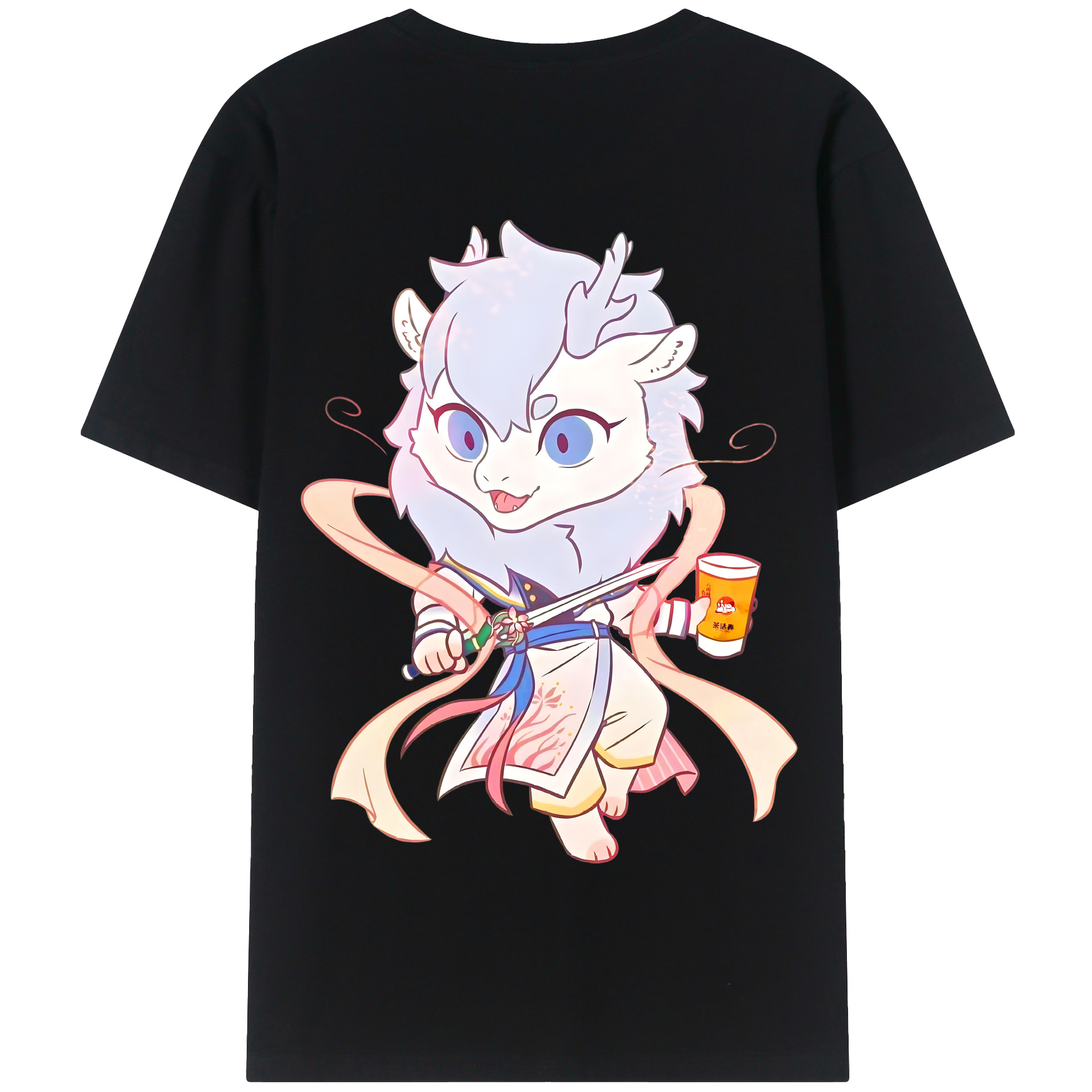 （画像用） Ne Zha 2 ナタ 魔童の大暴れ 綿100％半袖Tシャツ（背面プリント）