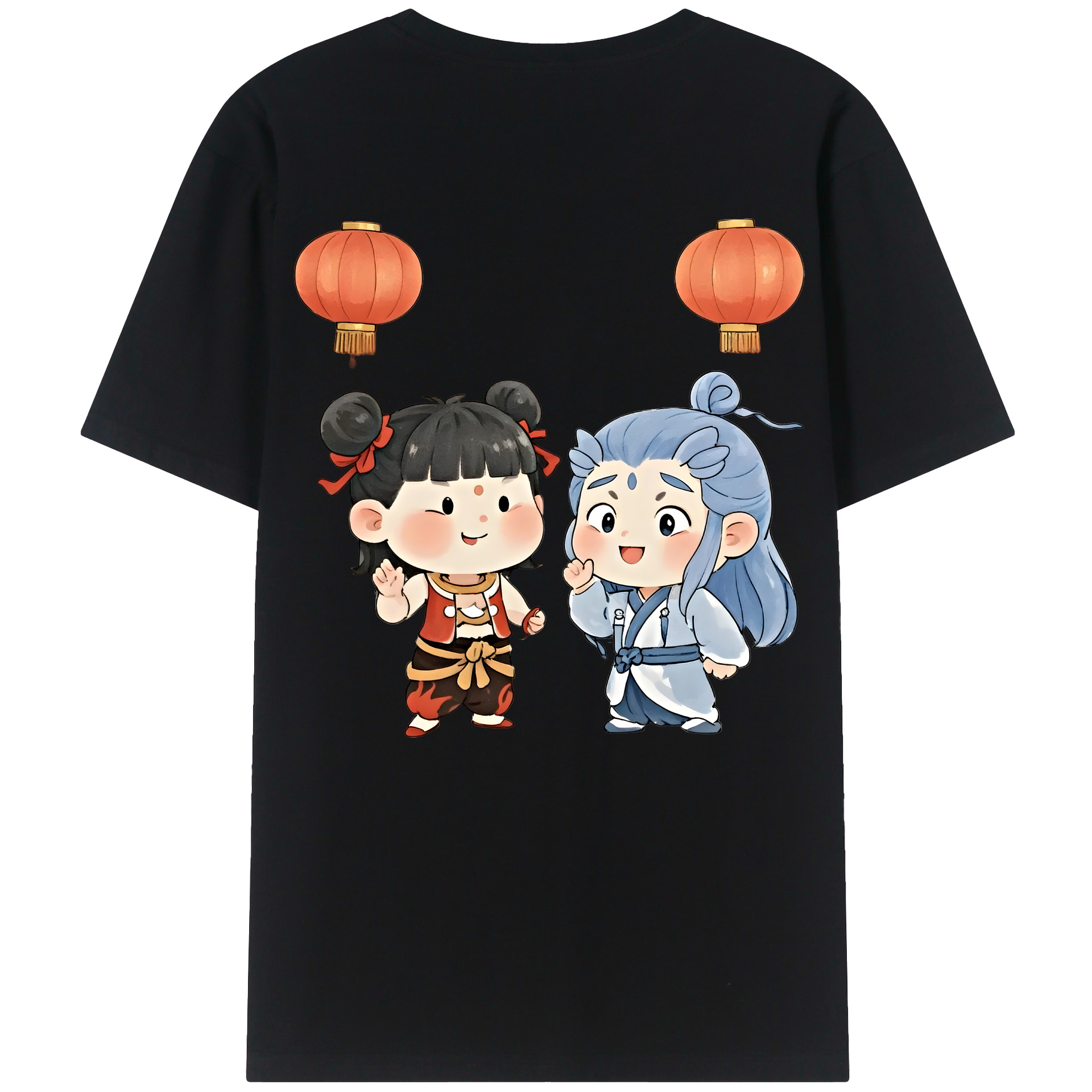 （画像用） Ne Zha 2 ナタ 魔童の大暴れ 綿100％半袖Tシャツ（背面プリント）