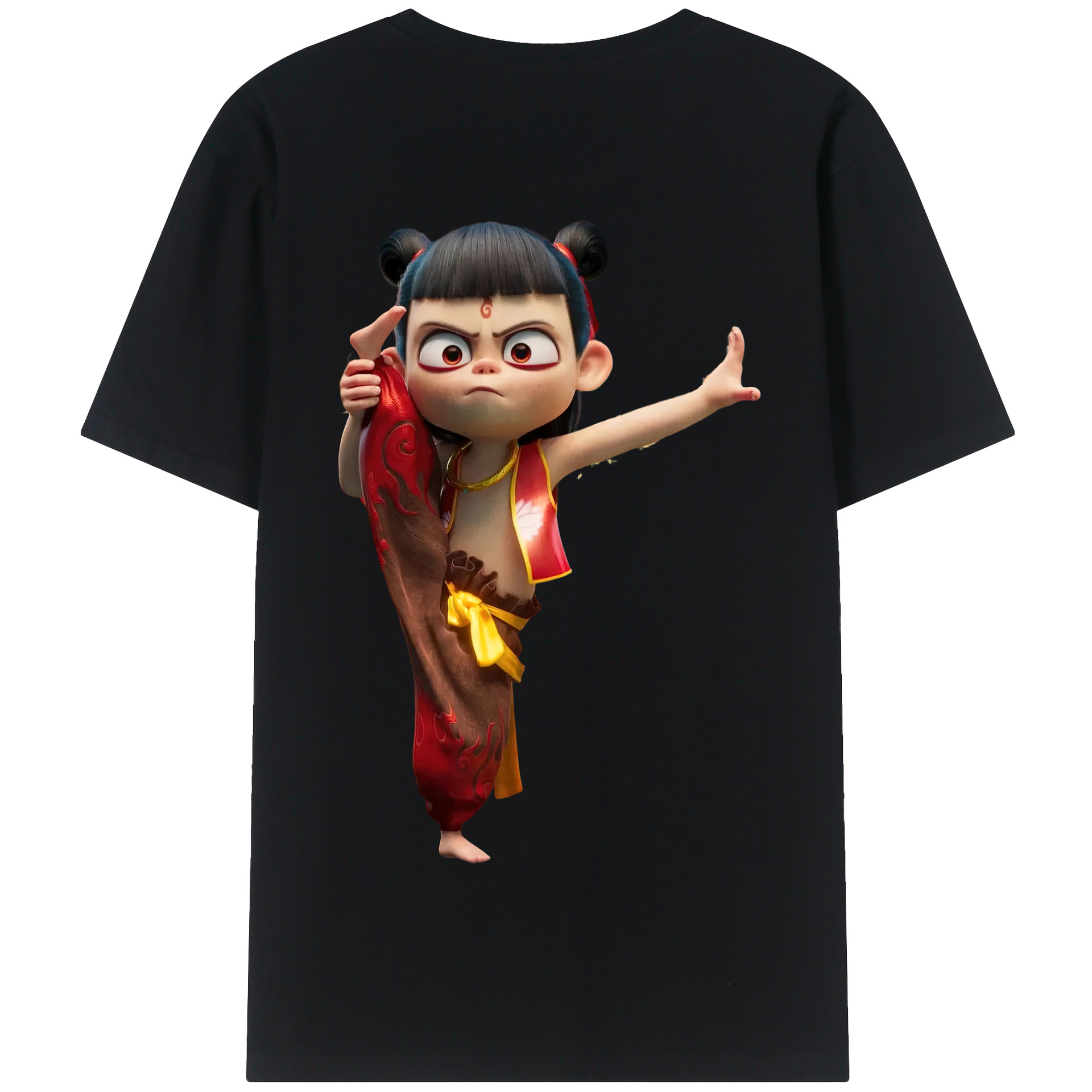 （画像用） Ne Zha 2 ナタ 魔童の大暴れ 綿100％半袖Tシャツ（背面プリント）