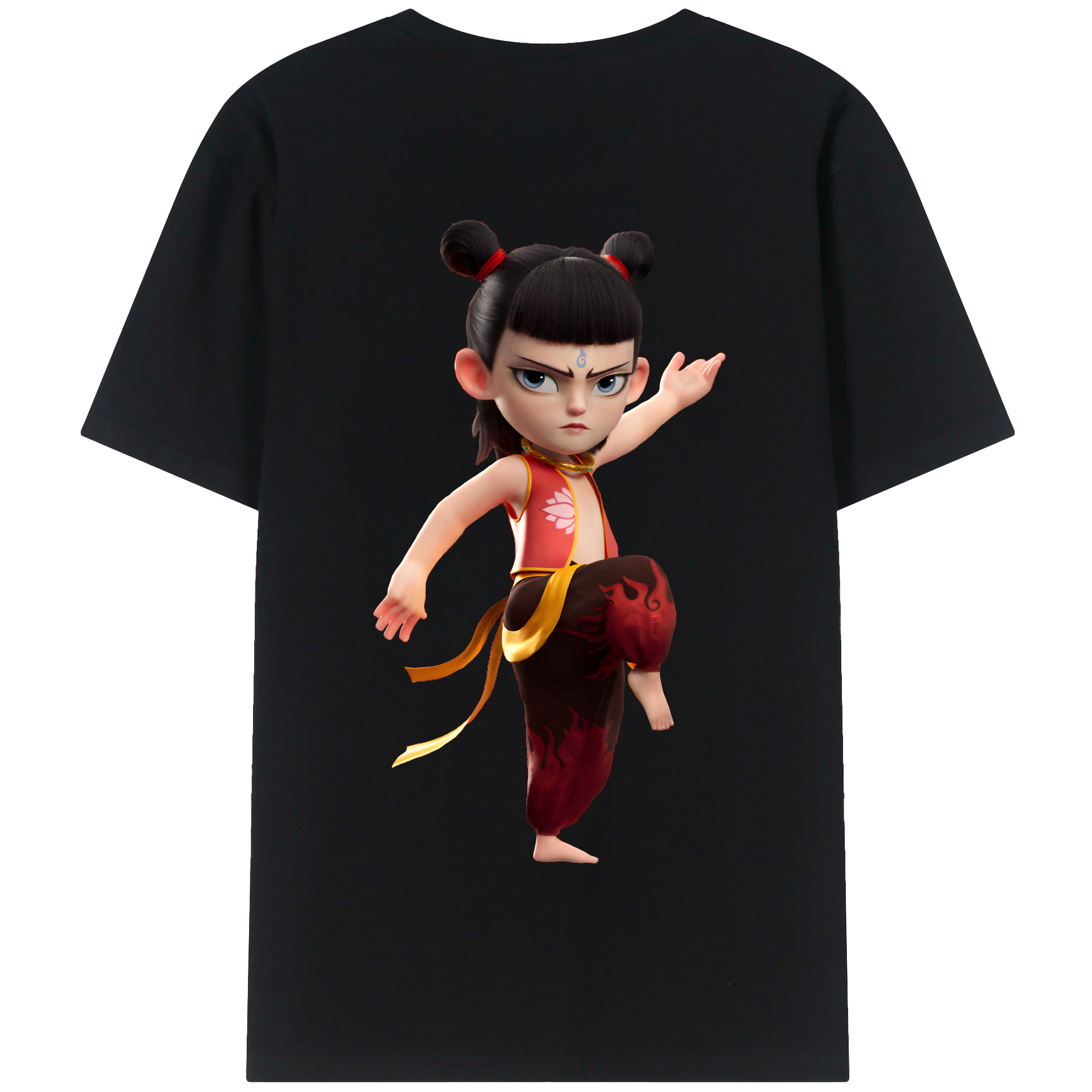 （画像用） Ne Zha 2 ナタ 魔童の大暴れ 綿100％半袖Tシャツ（背面プリント）