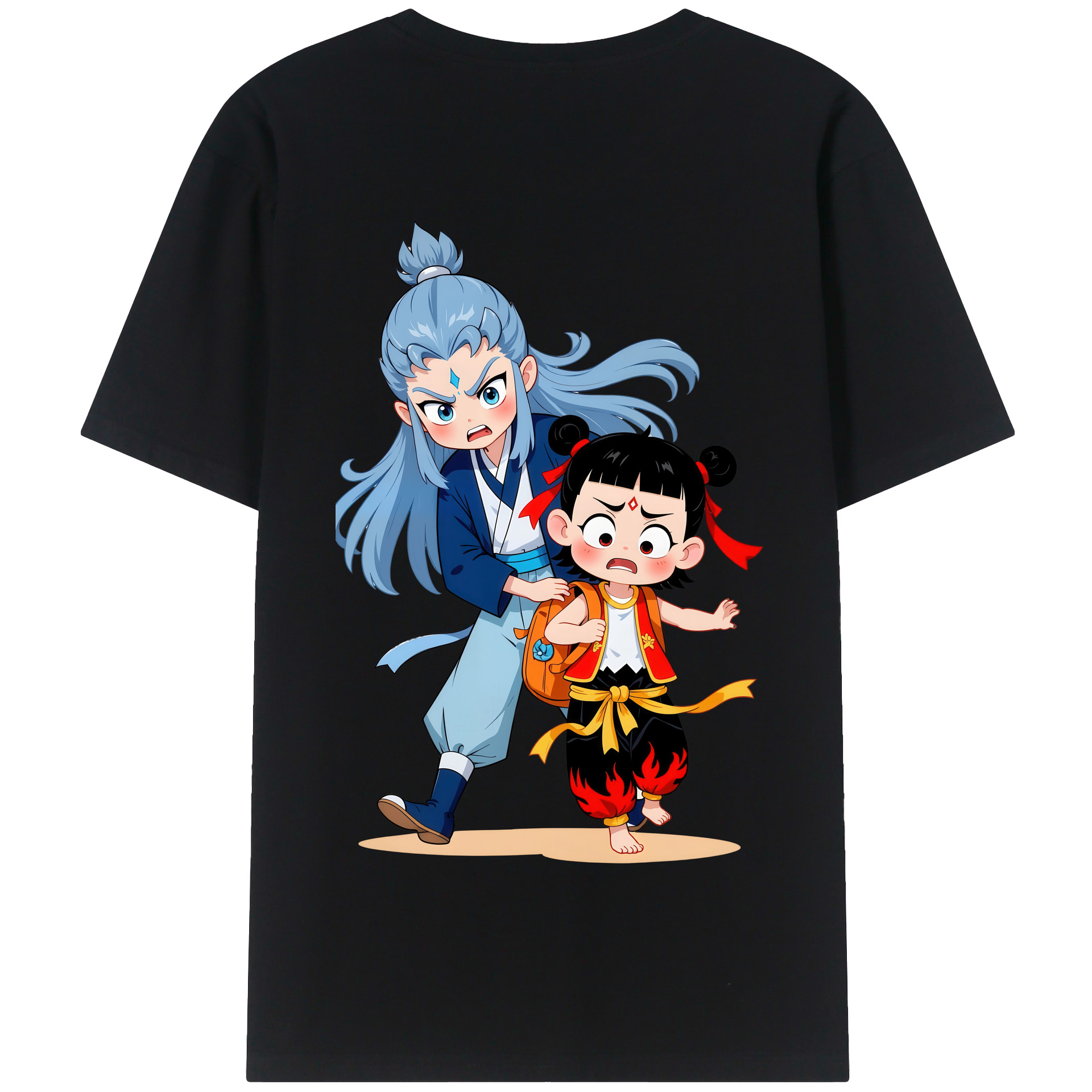 （画像用） Ne Zha 2 ナタ 魔童の大暴れ 綿100％半袖Tシャツ（背面プリント）