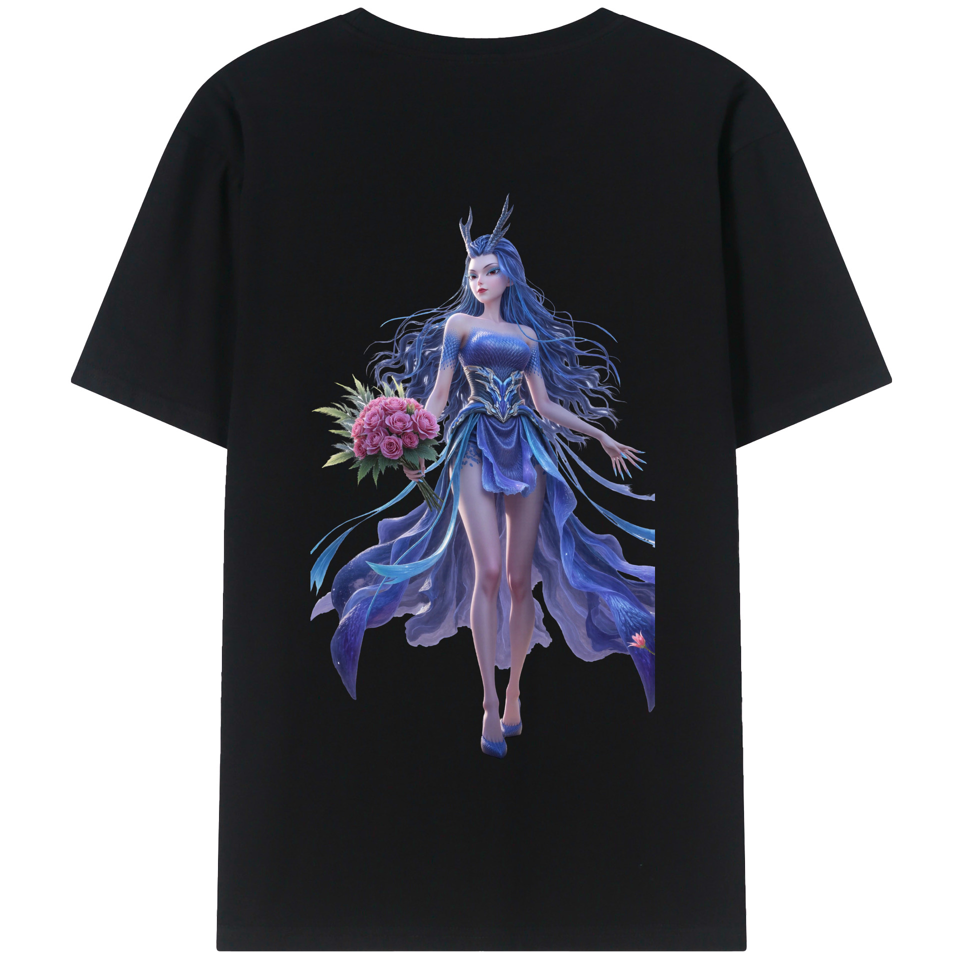 （画像用） Ne Zha 2 ナタ 魔童の大暴れ 綿100％半袖Tシャツ（背面プリント）