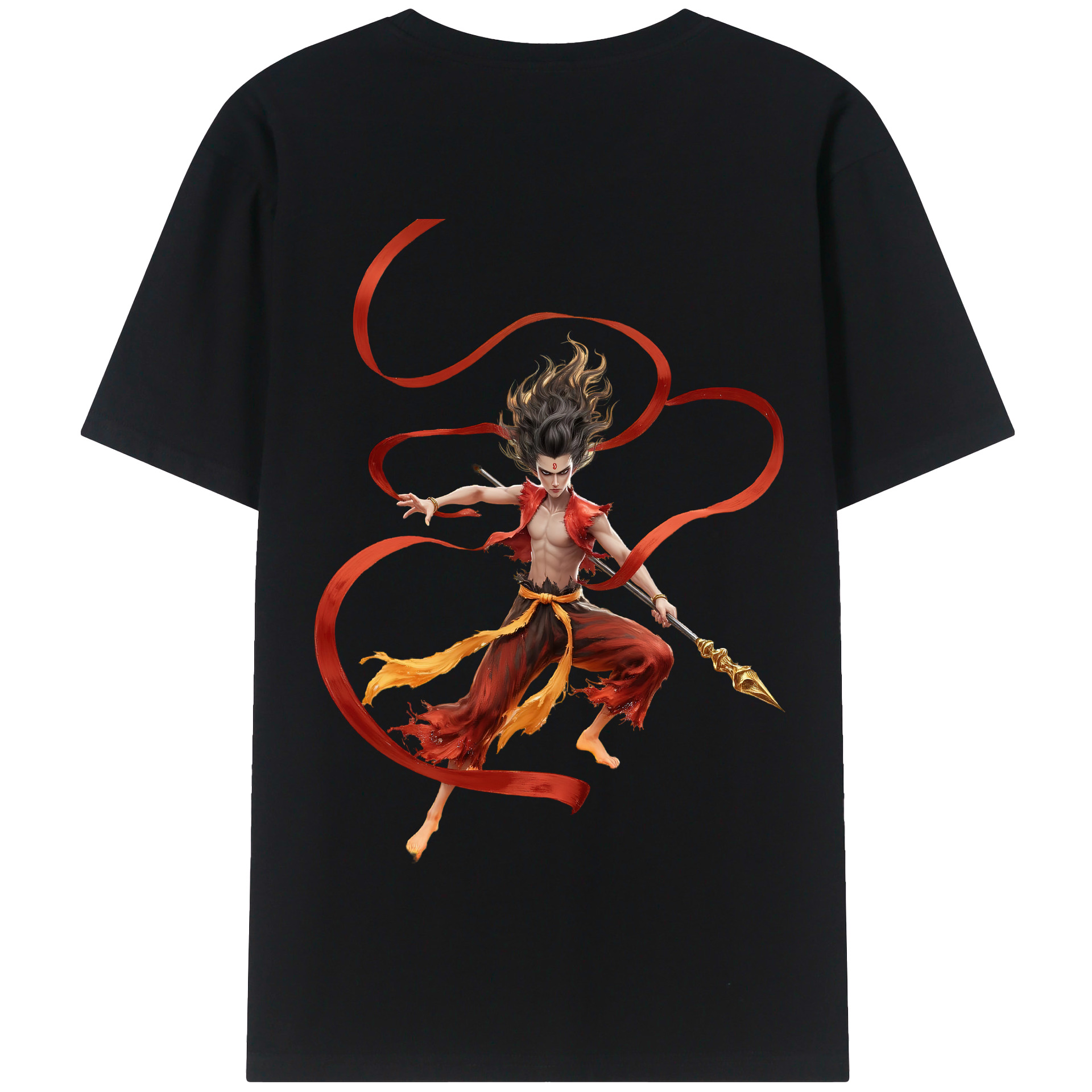 （画像用） Ne Zha 2 ナタ 魔童の大暴れ 綿100％半袖Tシャツ（背面プリント）
