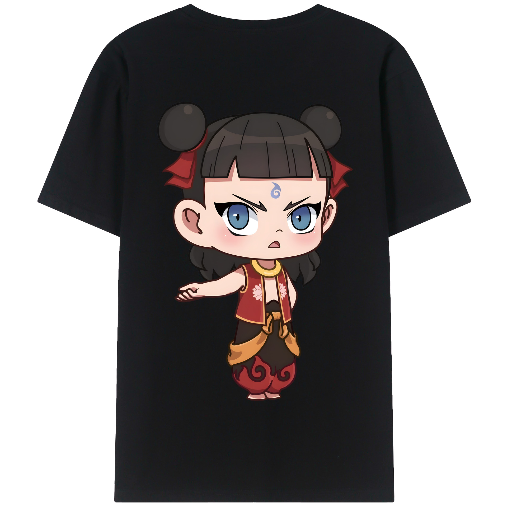 （画像用） Ne Zha 2 ナタ 魔童の大暴れ 綿100％半袖Tシャツ（背面プリント）