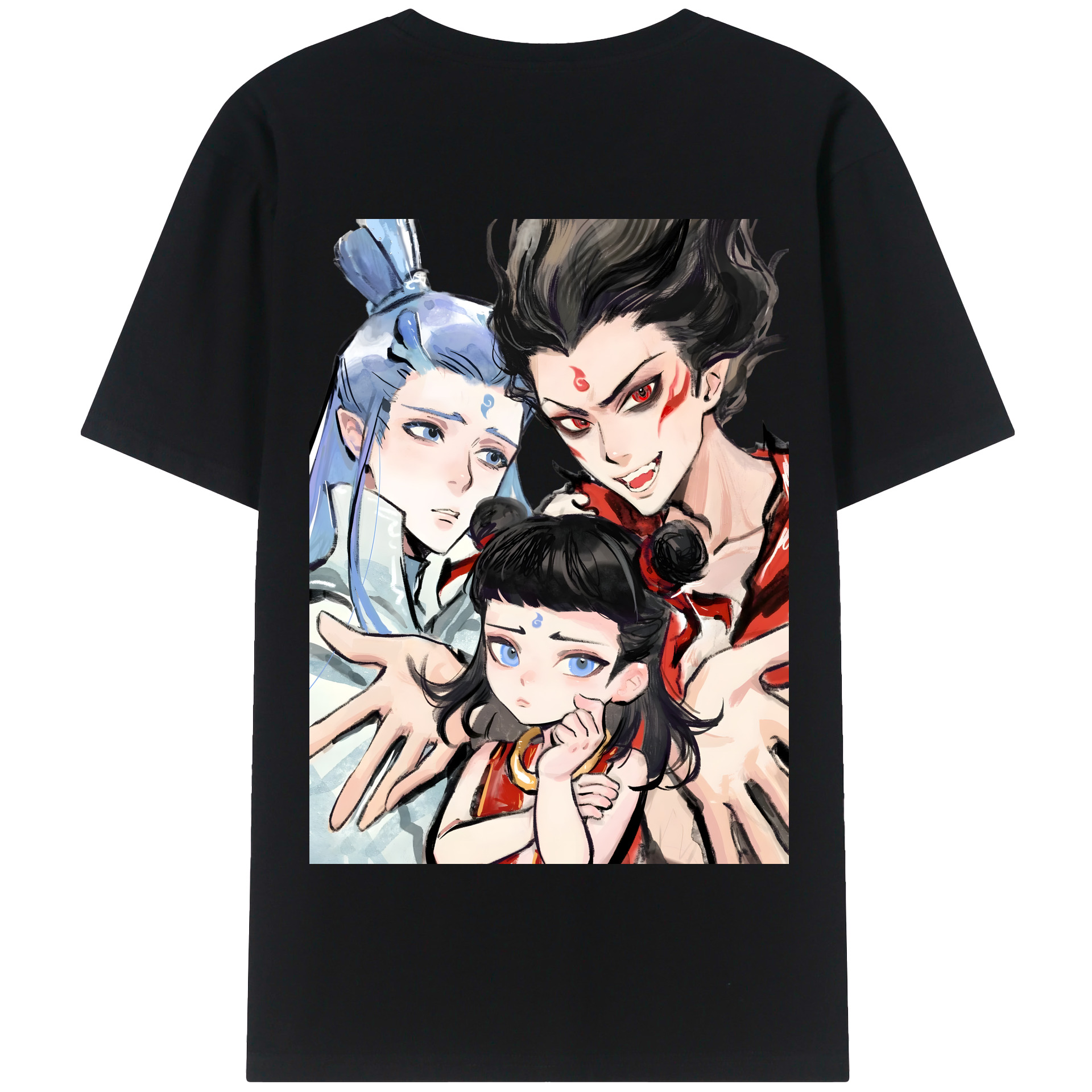 （画像用） Ne Zha 2 ナタ 魔童の大暴れ 綿100％半袖Tシャツ（背面プリント）