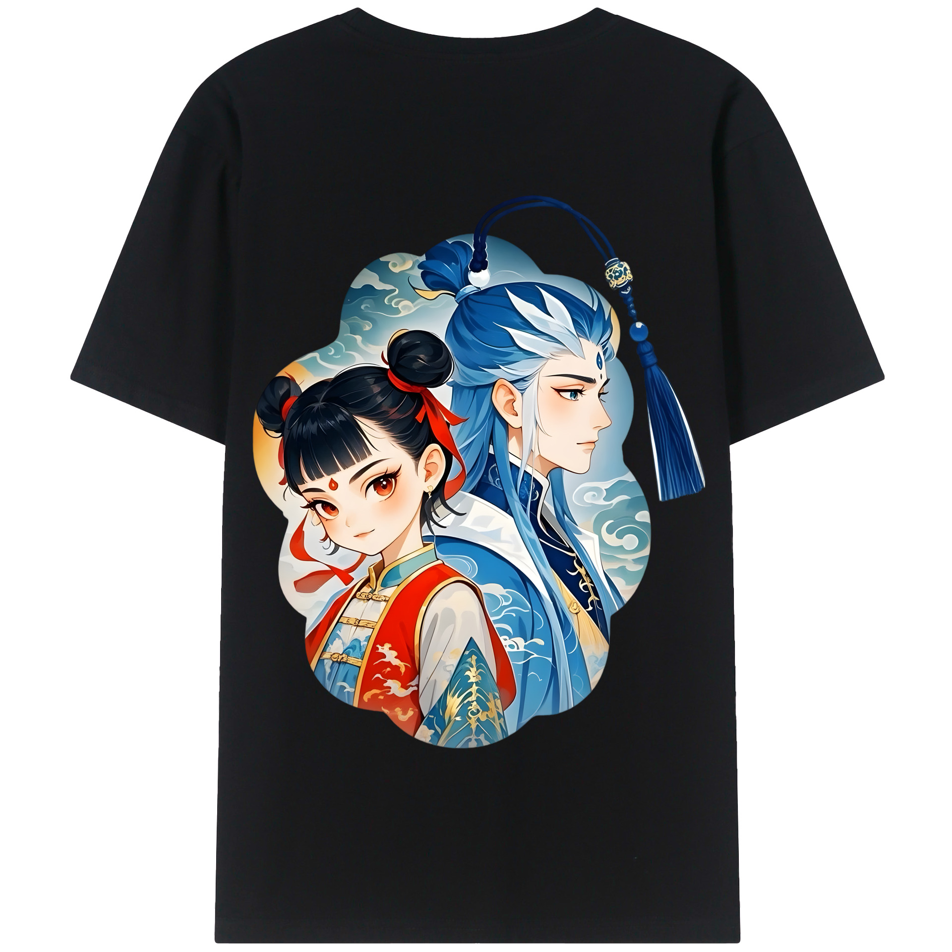 （画像用） Ne Zha 2 ナタ 魔童の大暴れ 綿100％半袖Tシャツ（背面プリント）