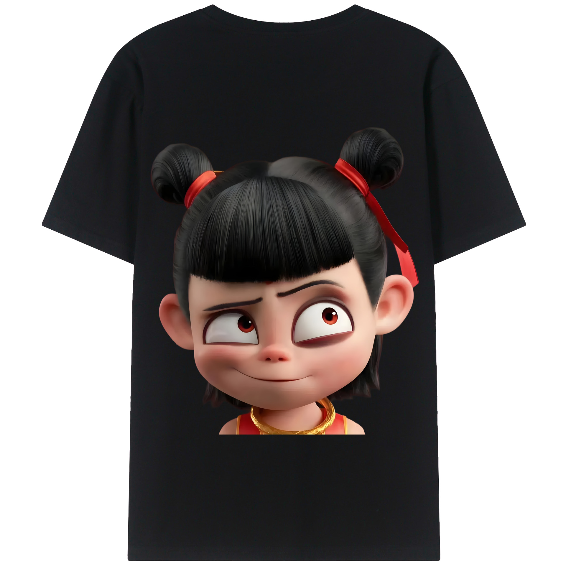（画像用） Ne Zha 2 ナタ 魔童の大暴れ 綿100％半袖Tシャツ（背面プリント）