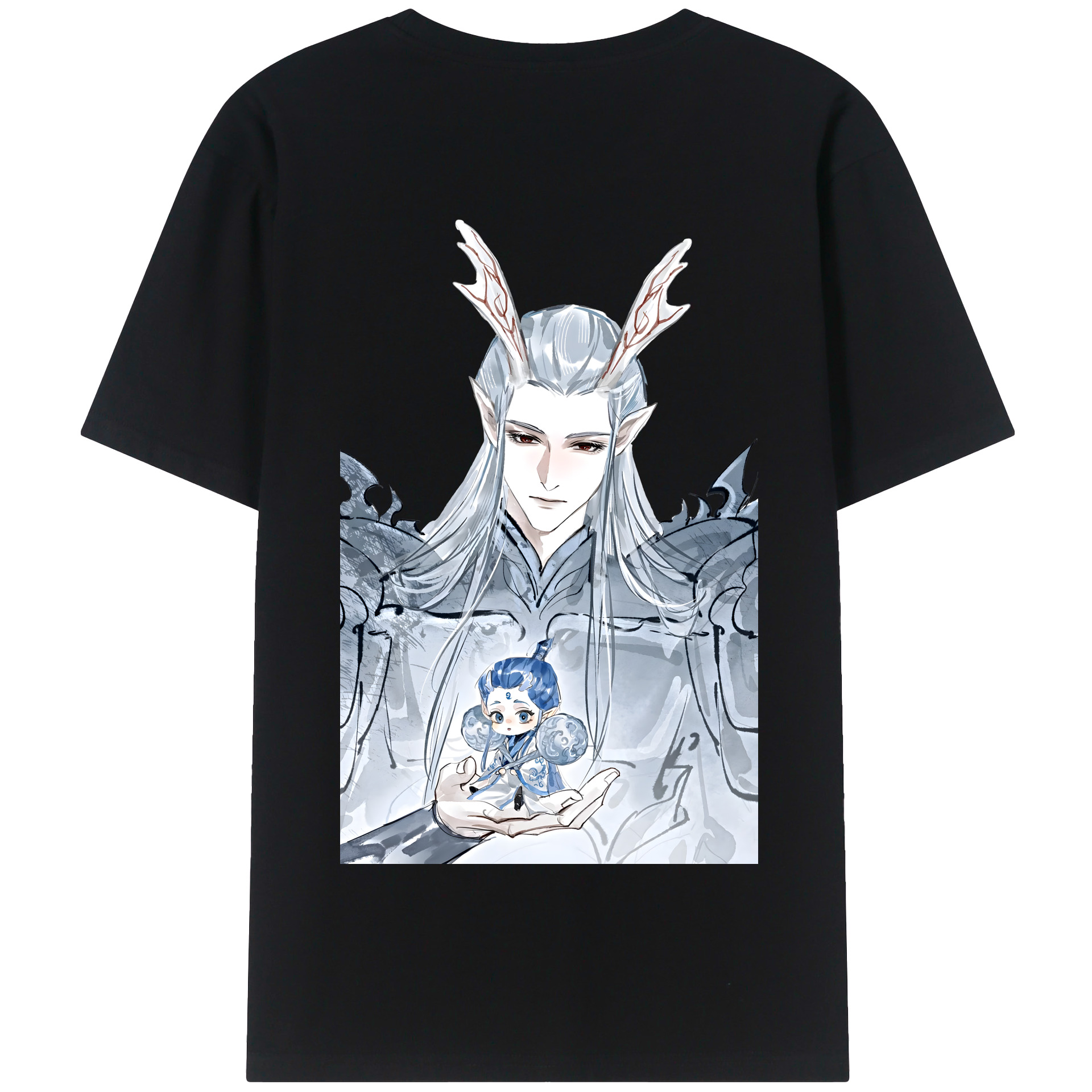（画像用） Ne Zha 2 ナタ 魔童の大暴れ 綿100％半袖Tシャツ（背面プリント）