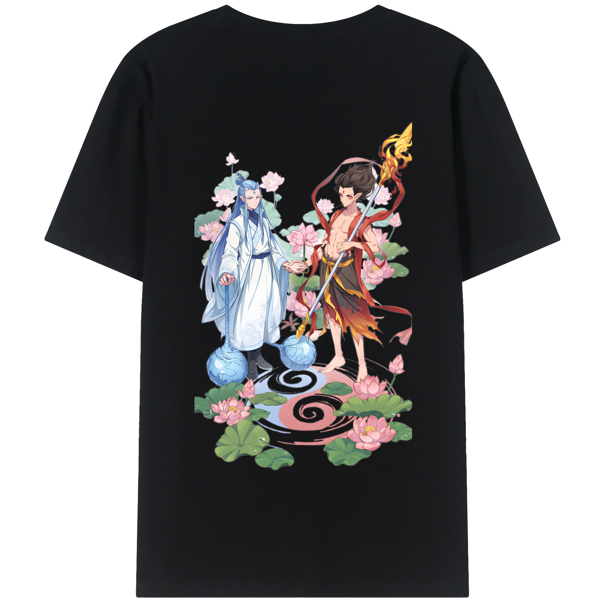 （画像用） Ne Zha 2 ナタ 魔童の大暴れ 綿100％半袖Tシャツ（背面プリント）