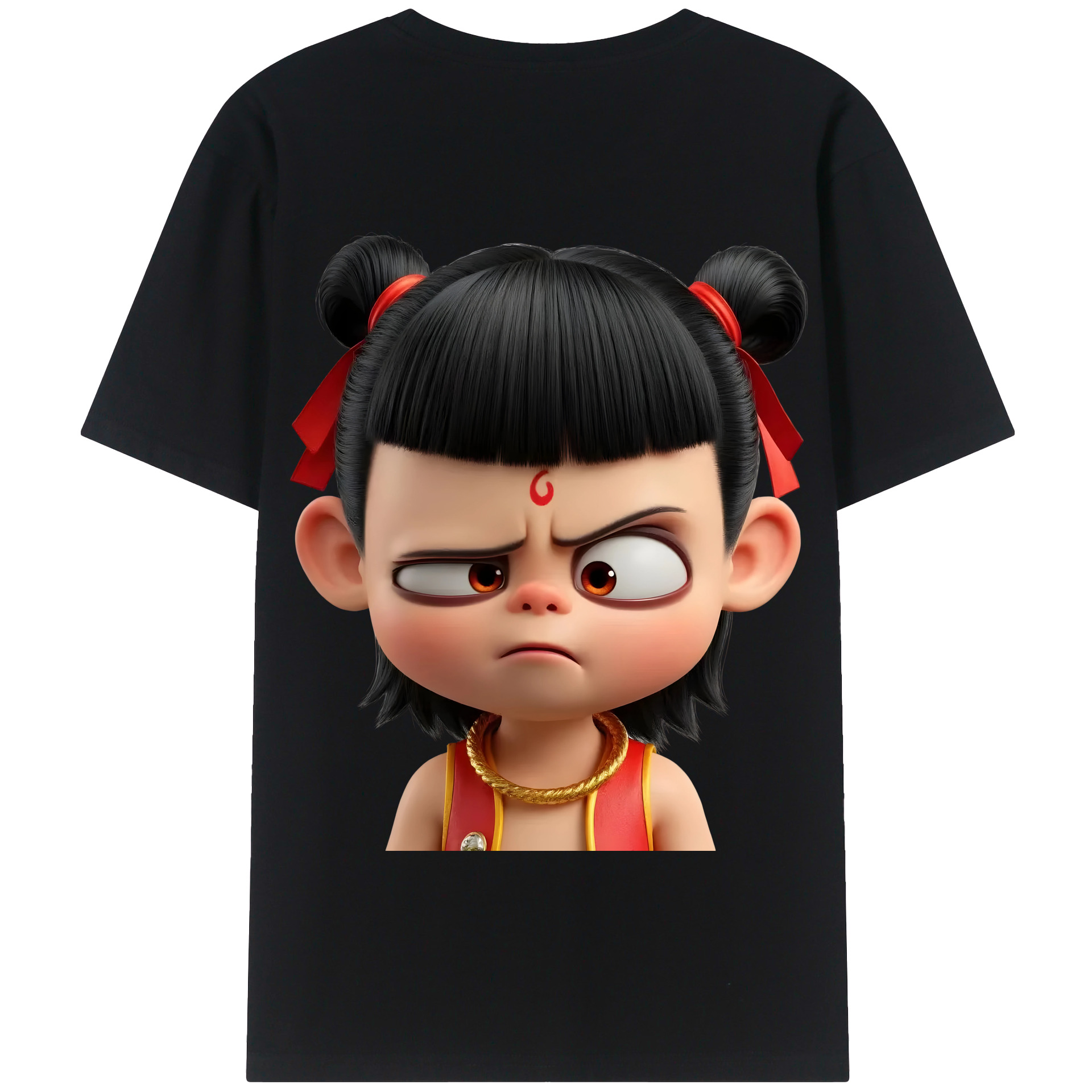 （画像用） Ne Zha 2 ナタ 魔童の大暴れ 綿100％半袖Tシャツ（背面プリント）