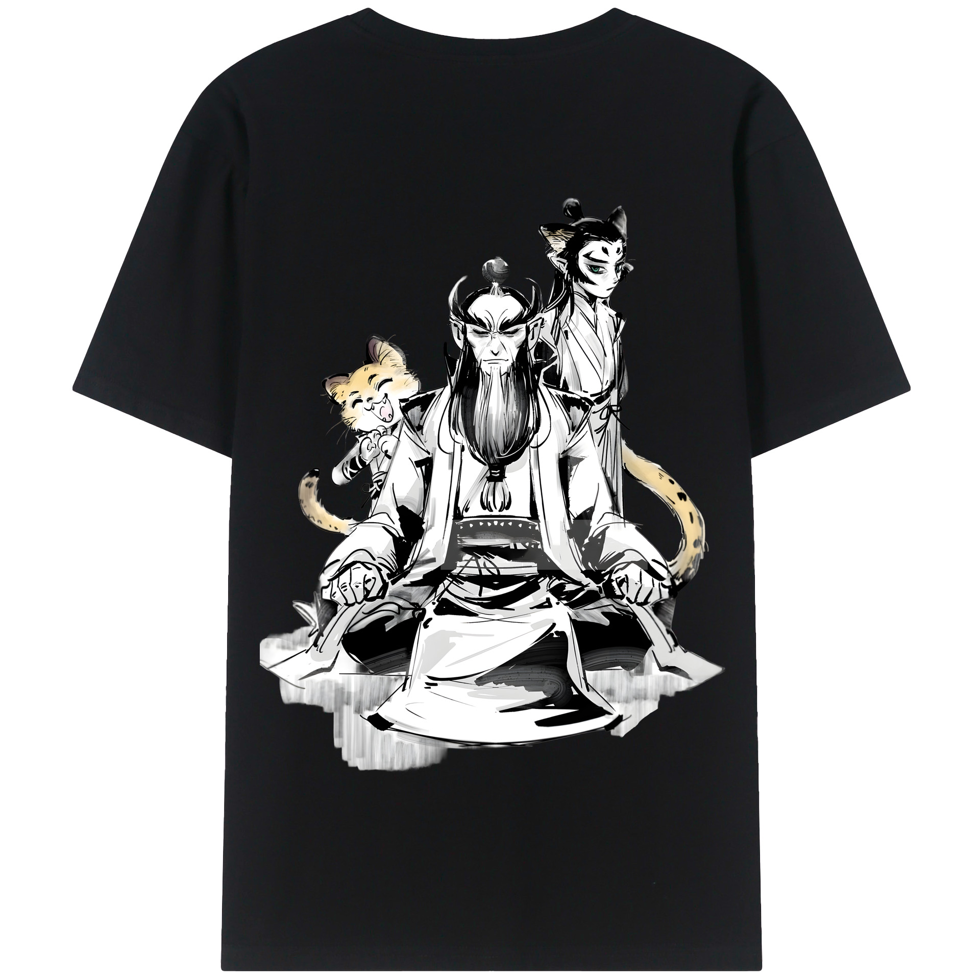 （画像用） Ne Zha 2 ナタ 魔童の大暴れ 綿100％半袖Tシャツ（背面プリント）