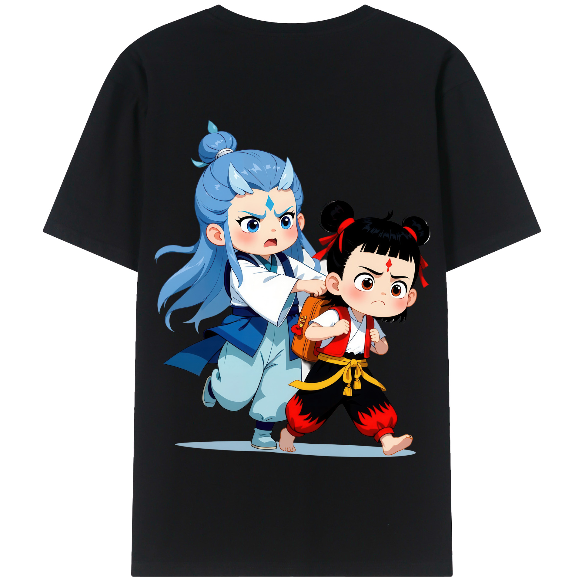 （画像用） Ne Zha 2 ナタ 魔童の大暴れ 綿100％半袖Tシャツ（背面プリント）