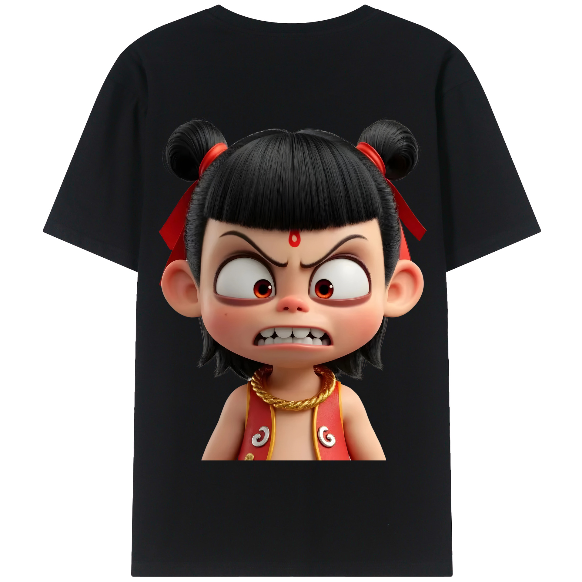 （画像用） Ne Zha 2 ナタ 魔童の大暴れ 綿100％半袖Tシャツ（背面プリント）
