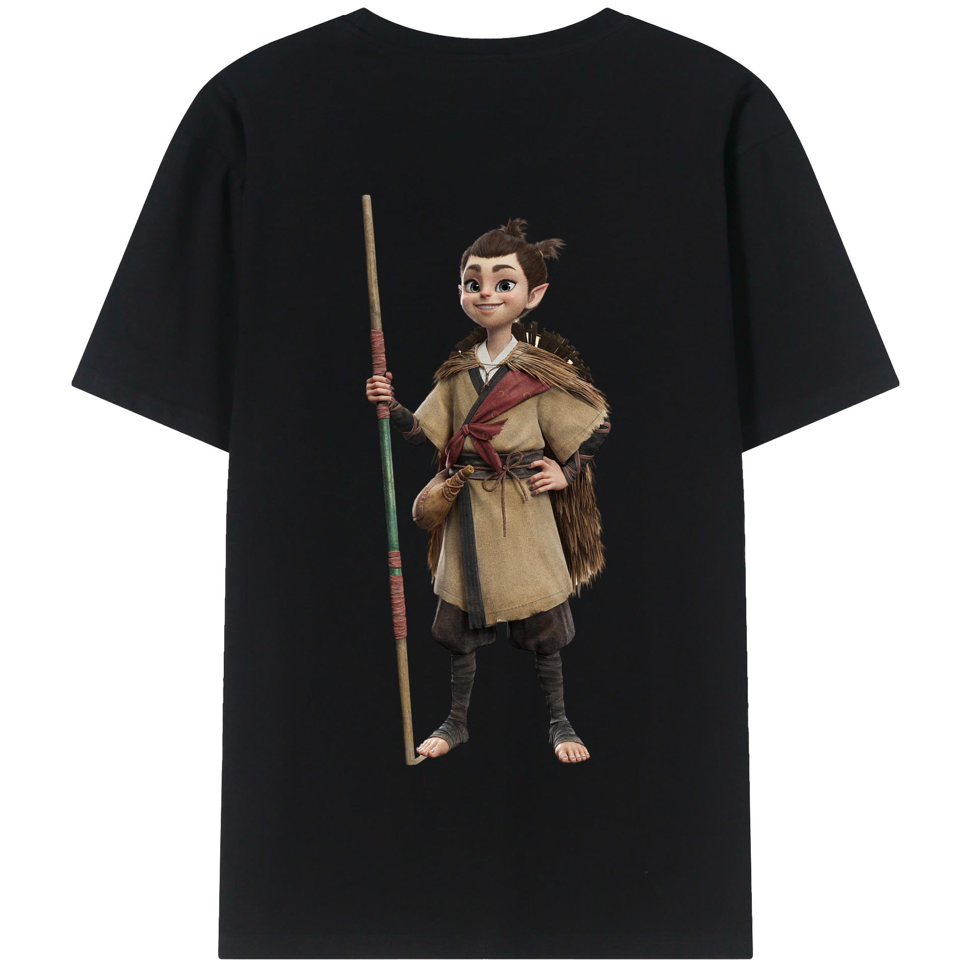 （画像用） Ne Zha 2 ナタ 魔童の大暴れ 綿100％半袖Tシャツ（背面プリント）