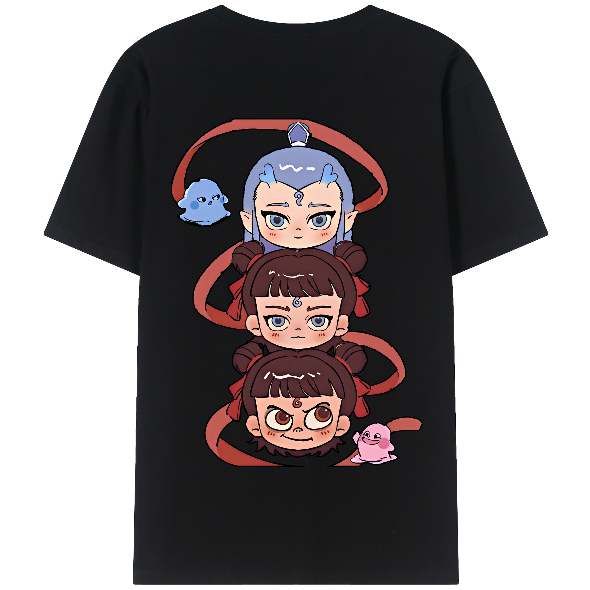（画像用） Ne Zha 2 ナタ 魔童の大暴れ 綿100％半袖Tシャツ（背面プリント）