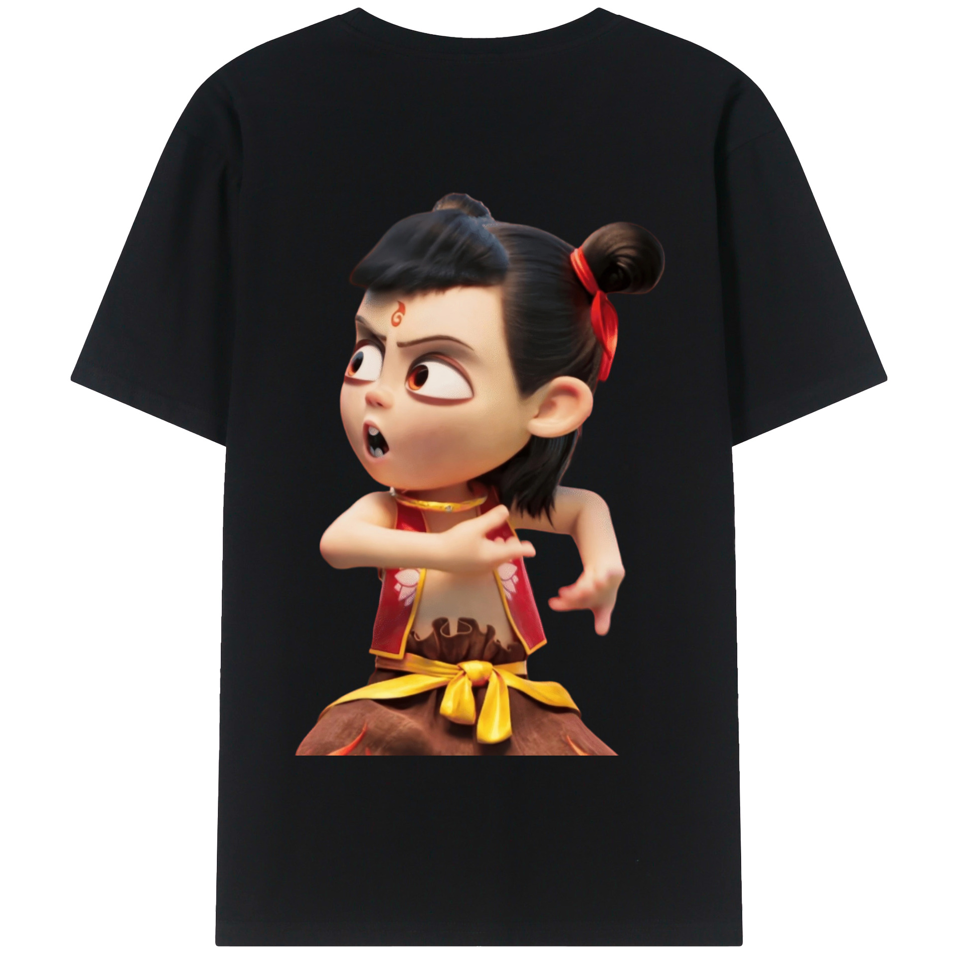 （画像用） Ne Zha 2 ナタ 魔童の大暴れ 綿100％半袖Tシャツ（背面プリント）