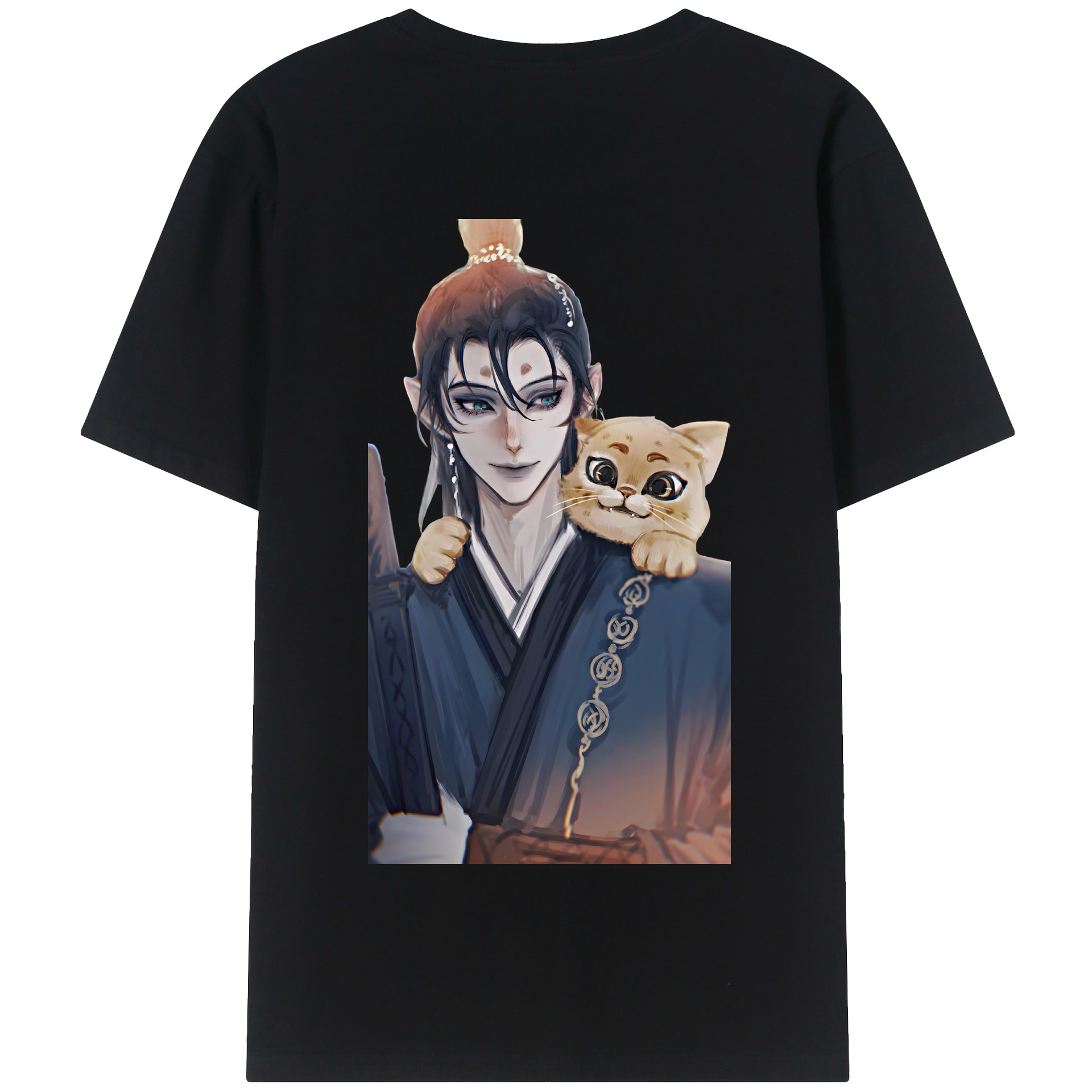 （画像用） Ne Zha 2 ナタ 魔童の大暴れ 綿100％半袖Tシャツ（背面プリント）