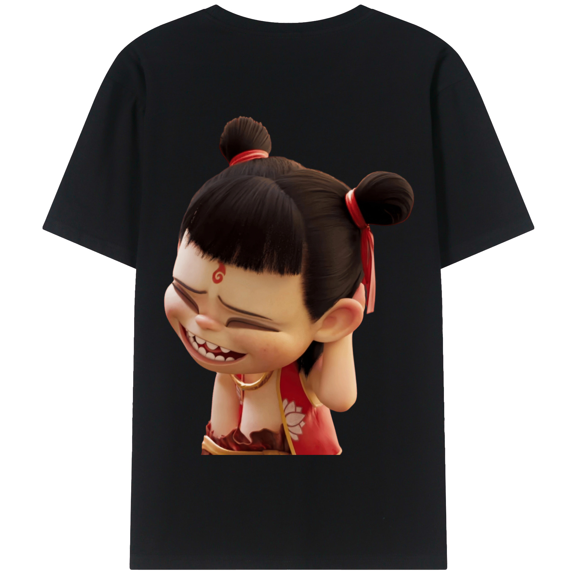 （画像用） Ne Zha 2 ナタ 魔童の大暴れ 綿100％半袖Tシャツ（背面プリント）