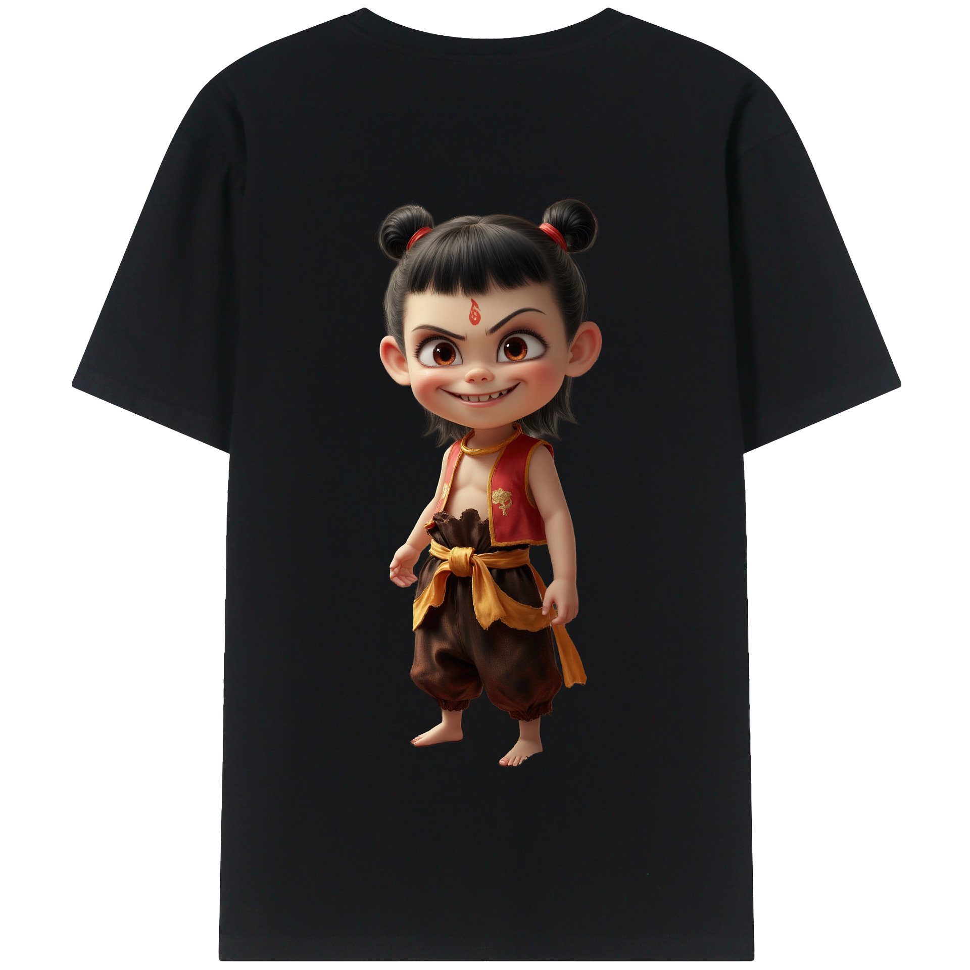 （画像用） Ne Zha 2 ナタ 魔童の大暴れ 綿100％半袖Tシャツ（背面プリント）