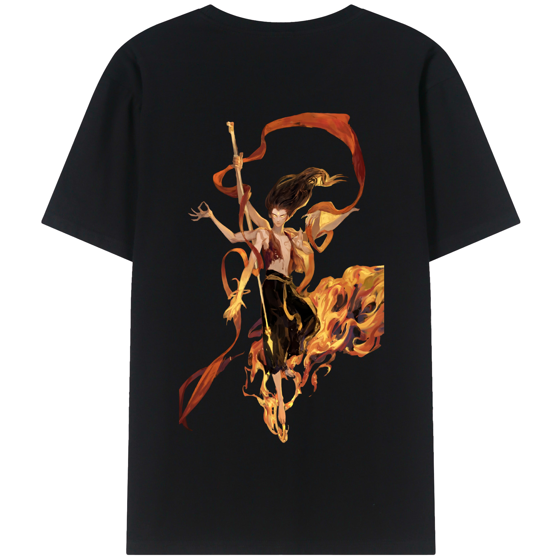 （画像用） Ne Zha 2 ナタ 魔童の大暴れ 綿100％半袖Tシャツ（背面プリント）