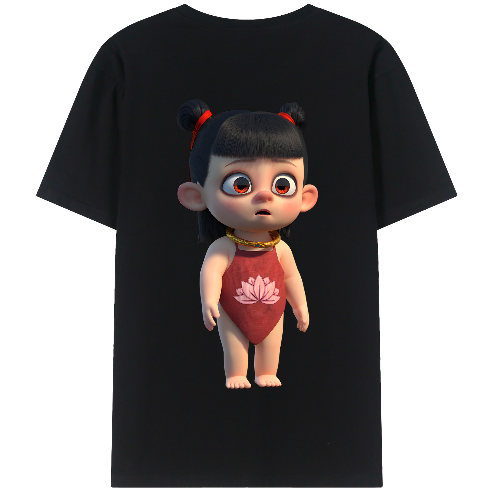 （画像用） Ne Zha 2 ナタ 魔童の大暴れ 綿100％半袖Tシャツ（背面プリント）