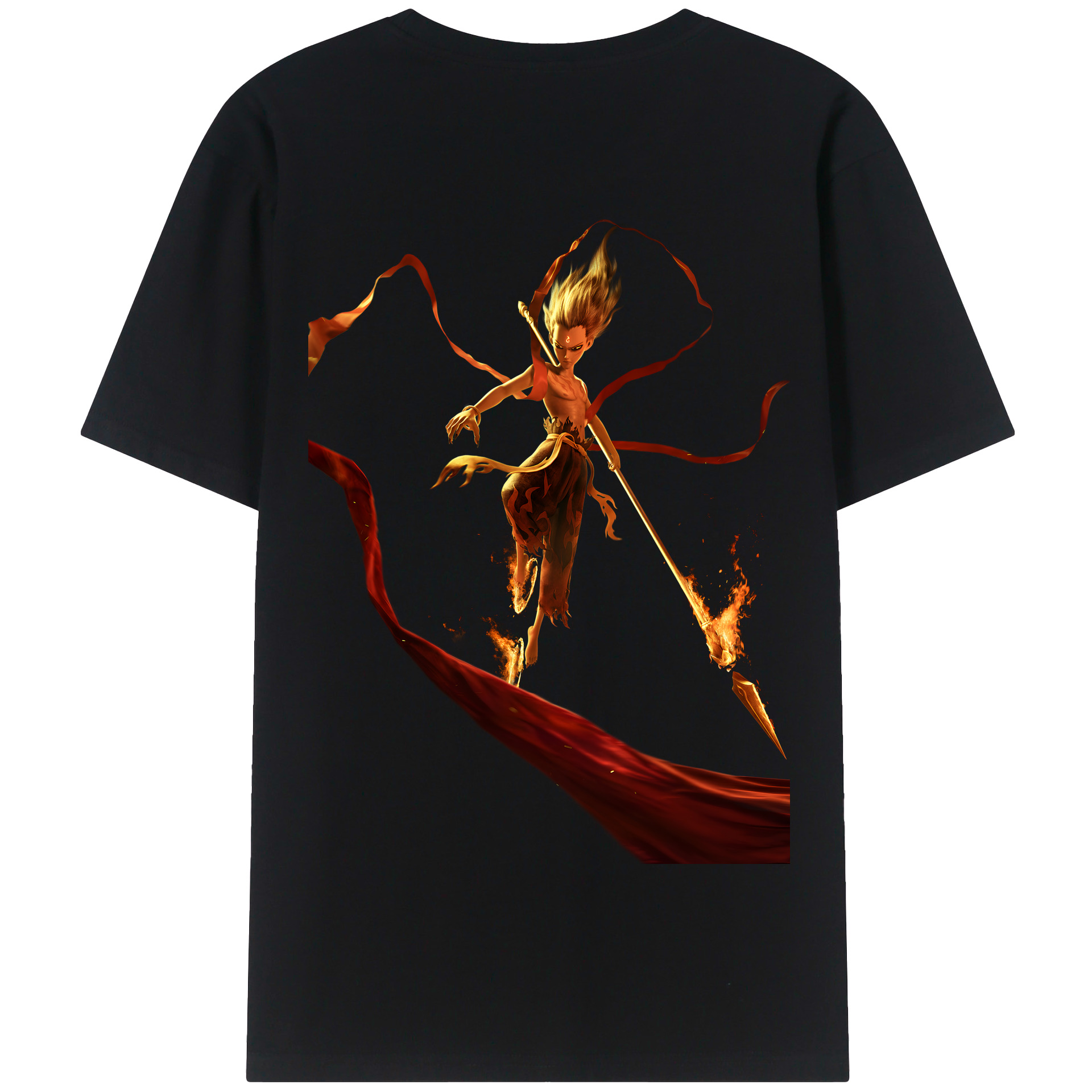 （画像用） Ne Zha 2 ナタ 魔童の大暴れ 綿100％半袖Tシャツ（背面プリント）