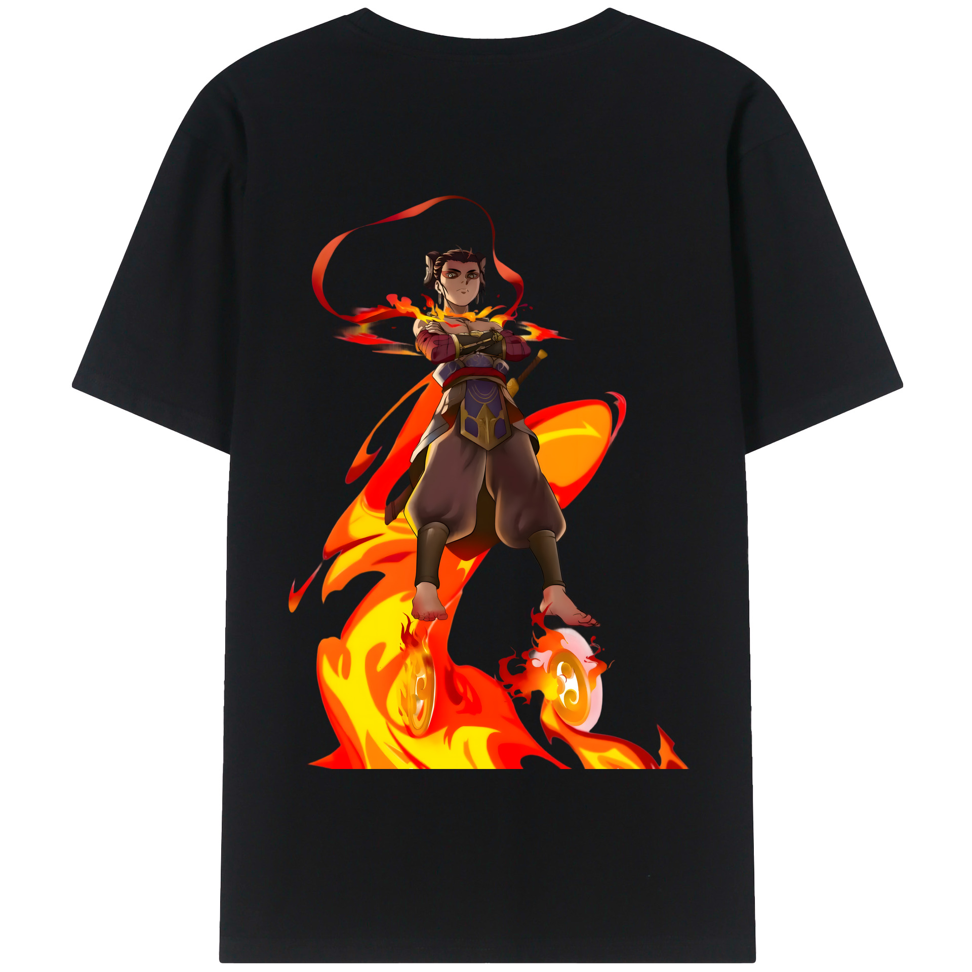 （画像用） Ne Zha 2 ナタ 魔童の大暴れ 綿100％半袖Tシャツ（背面プリント）
