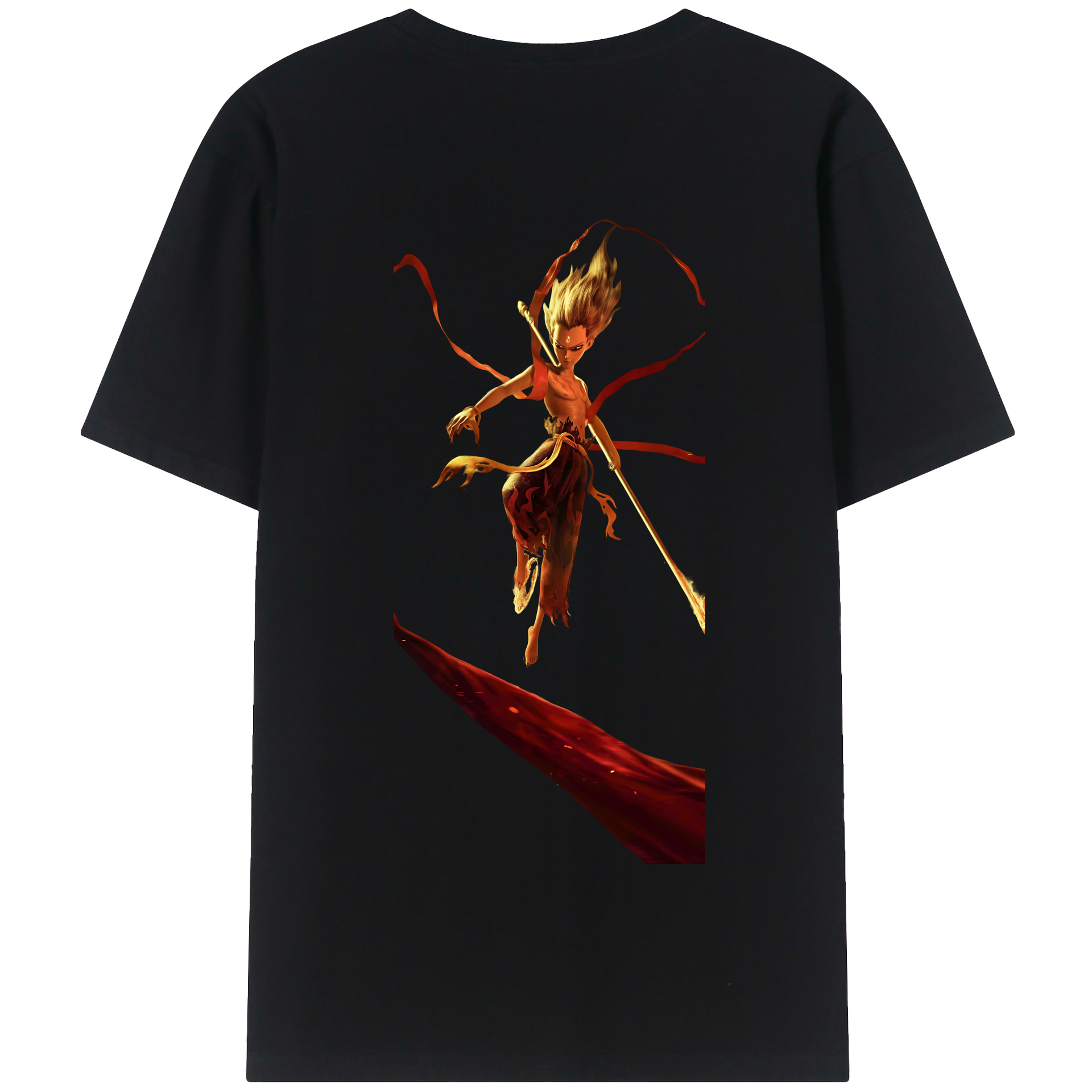 （画像用） Ne Zha 2 ナタ 魔童の大暴れ 綿100％半袖Tシャツ（背面プリント）