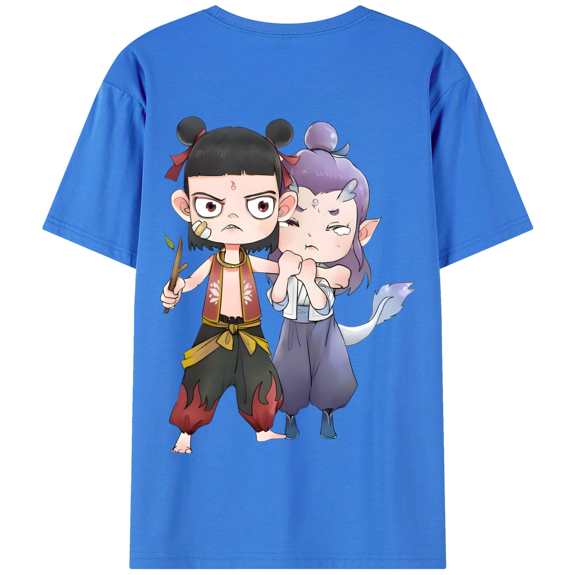 （画像用） Ne Zha 2 ナタ 魔童の大暴れ 綿100％半袖Tシャツ（背面プリント）