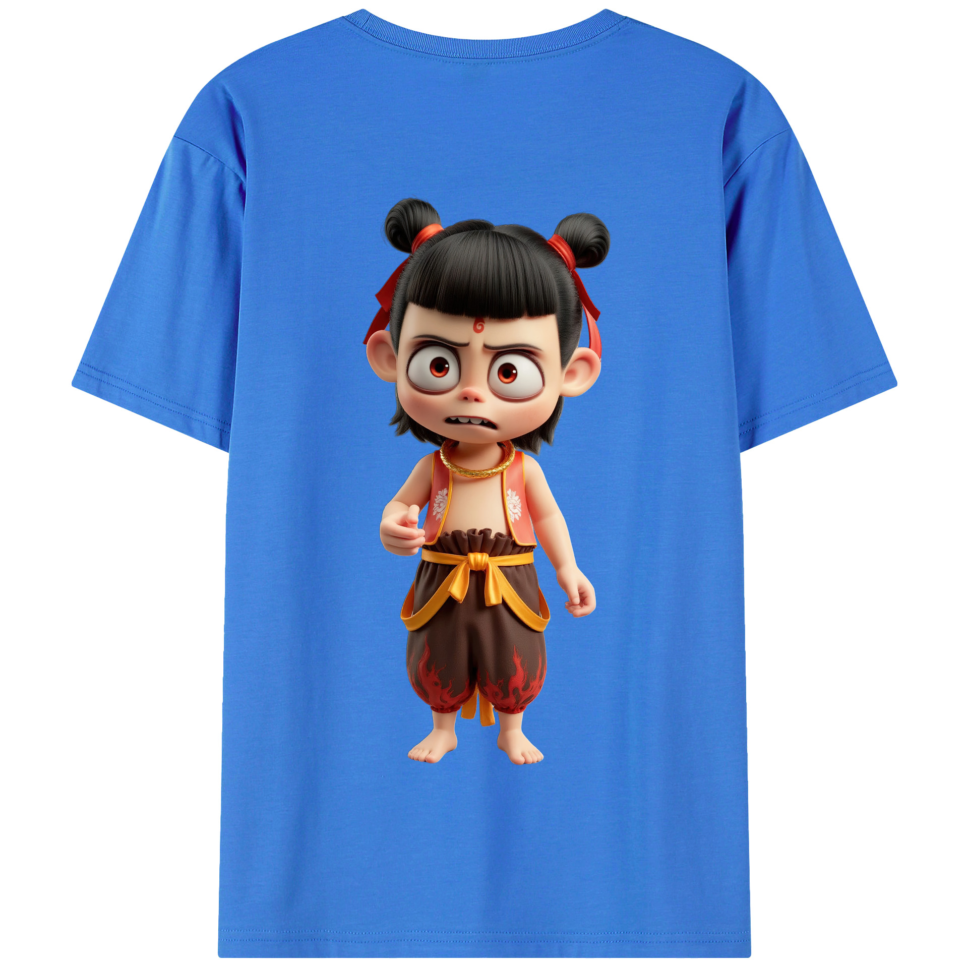（画像用） Ne Zha 2 ナタ 魔童の大暴れ 綿100％半袖Tシャツ（背面プリント）