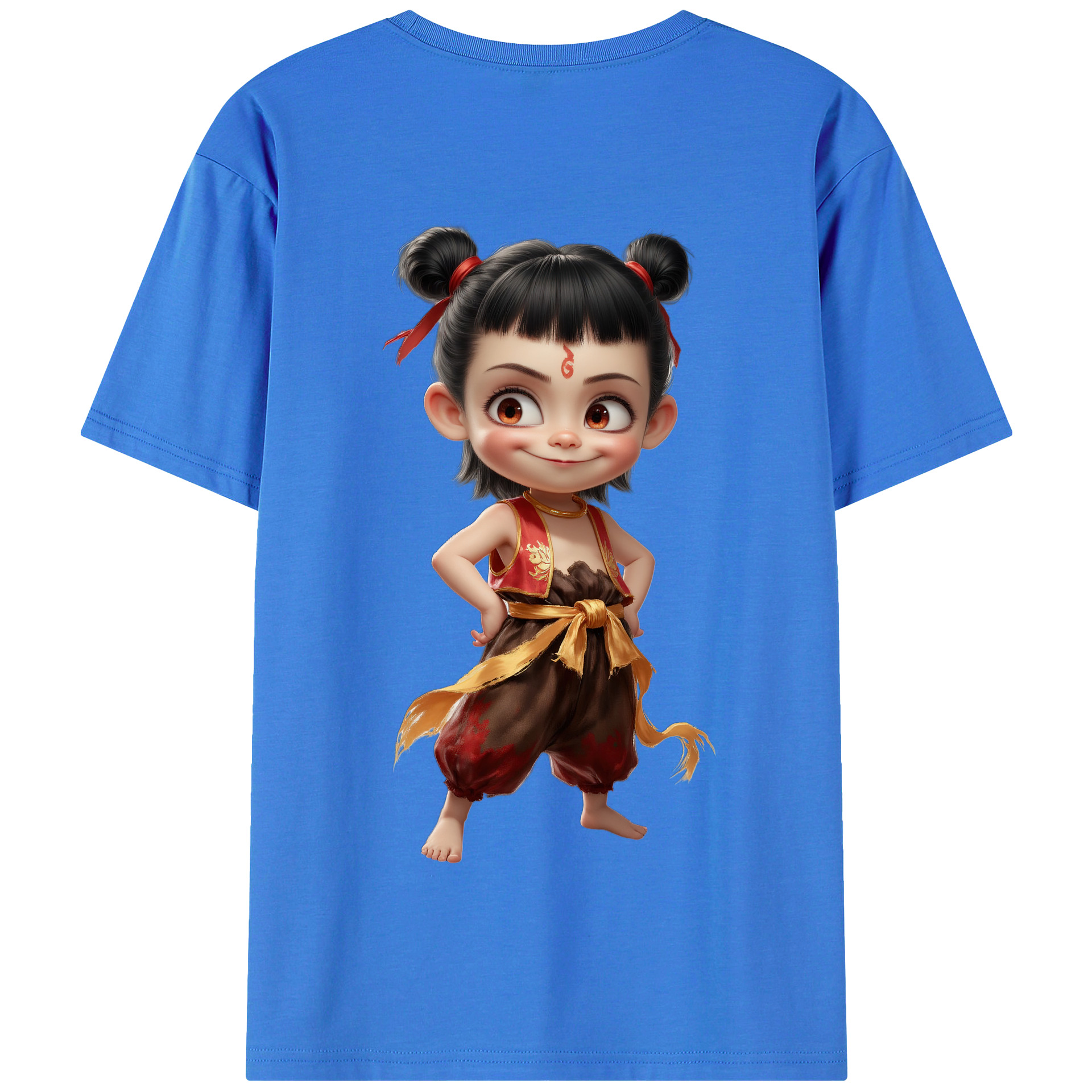 （画像用） Ne Zha 2 ナタ 魔童の大暴れ 綿100％半袖Tシャツ（背面プリント）