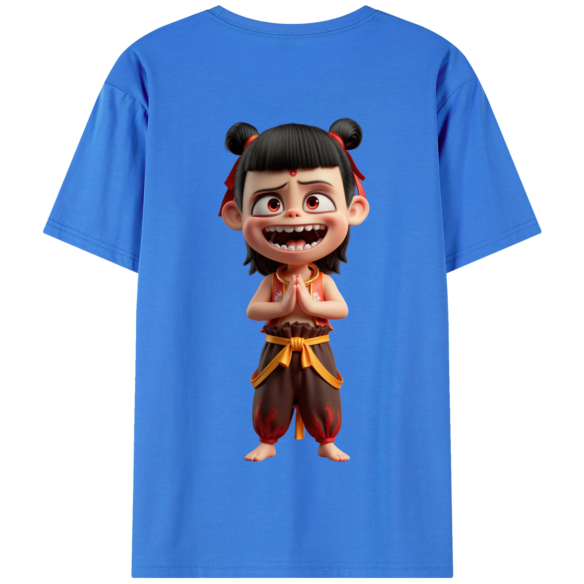 （画像用） Ne Zha 2 ナタ 魔童の大暴れ 綿100％半袖Tシャツ（背面プリント）