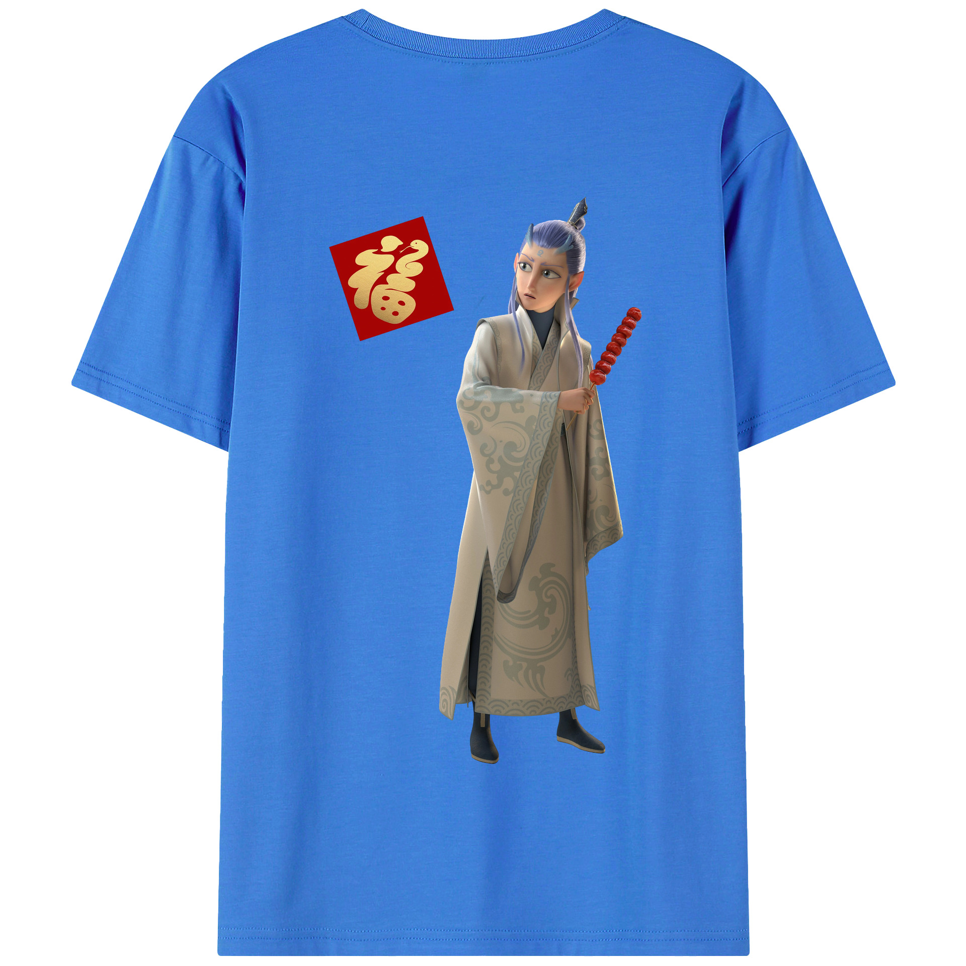 （画像用） Ne Zha 2 ナタ 魔童の大暴れ 綿100％半袖Tシャツ（背面プリント）