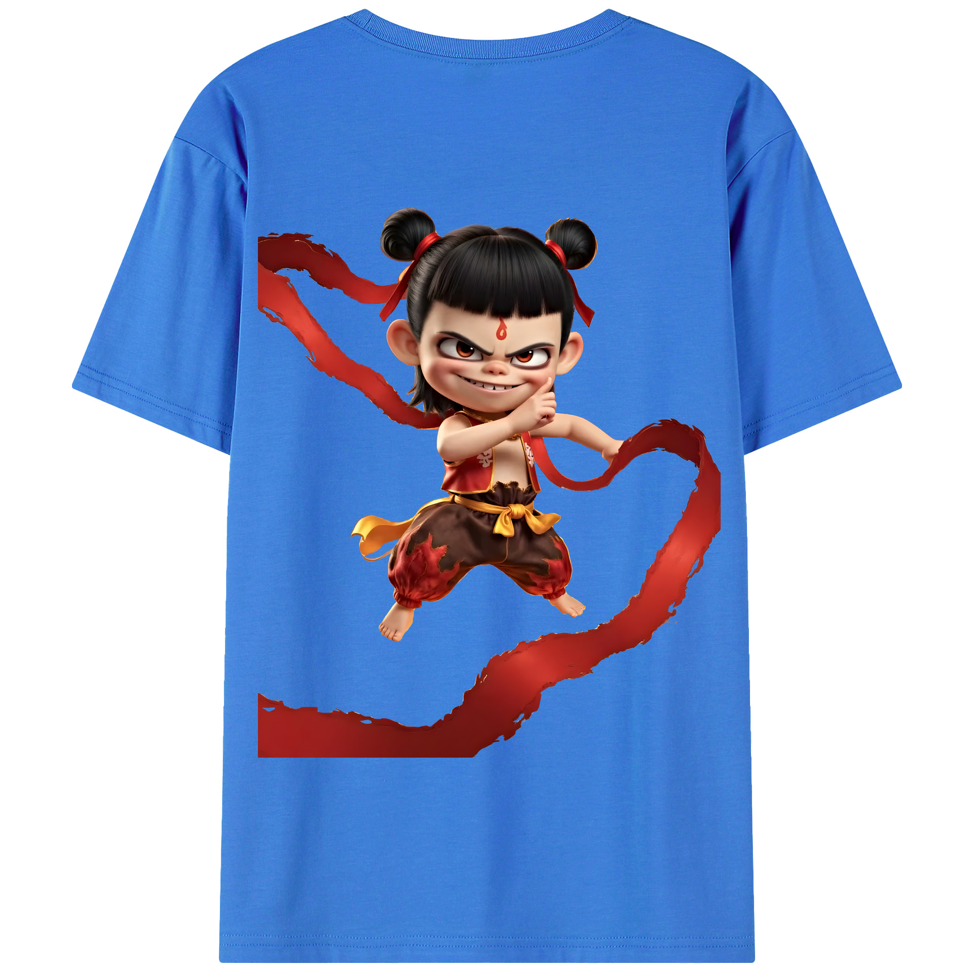 （画像用） Ne Zha 2 ナタ 魔童の大暴れ 綿100％半袖Tシャツ（背面プリント）